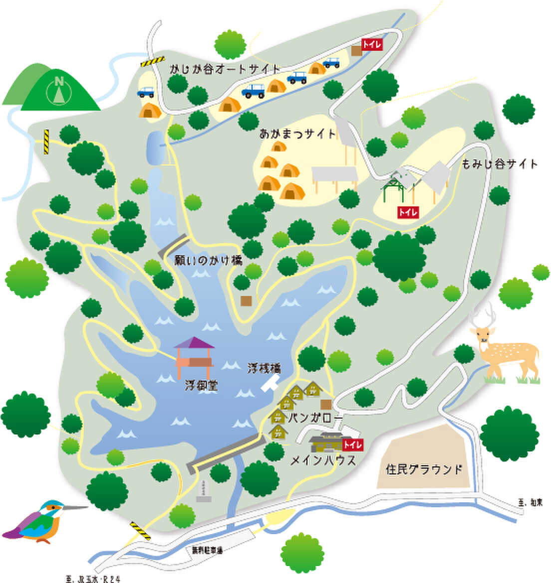 大正池は、手のひらの様な形をしてます。薬指にあたるところに、エンゲージリングのように「願いのかけ橋」がかかっています。2人でここを渡れば、願いが叶うかも。