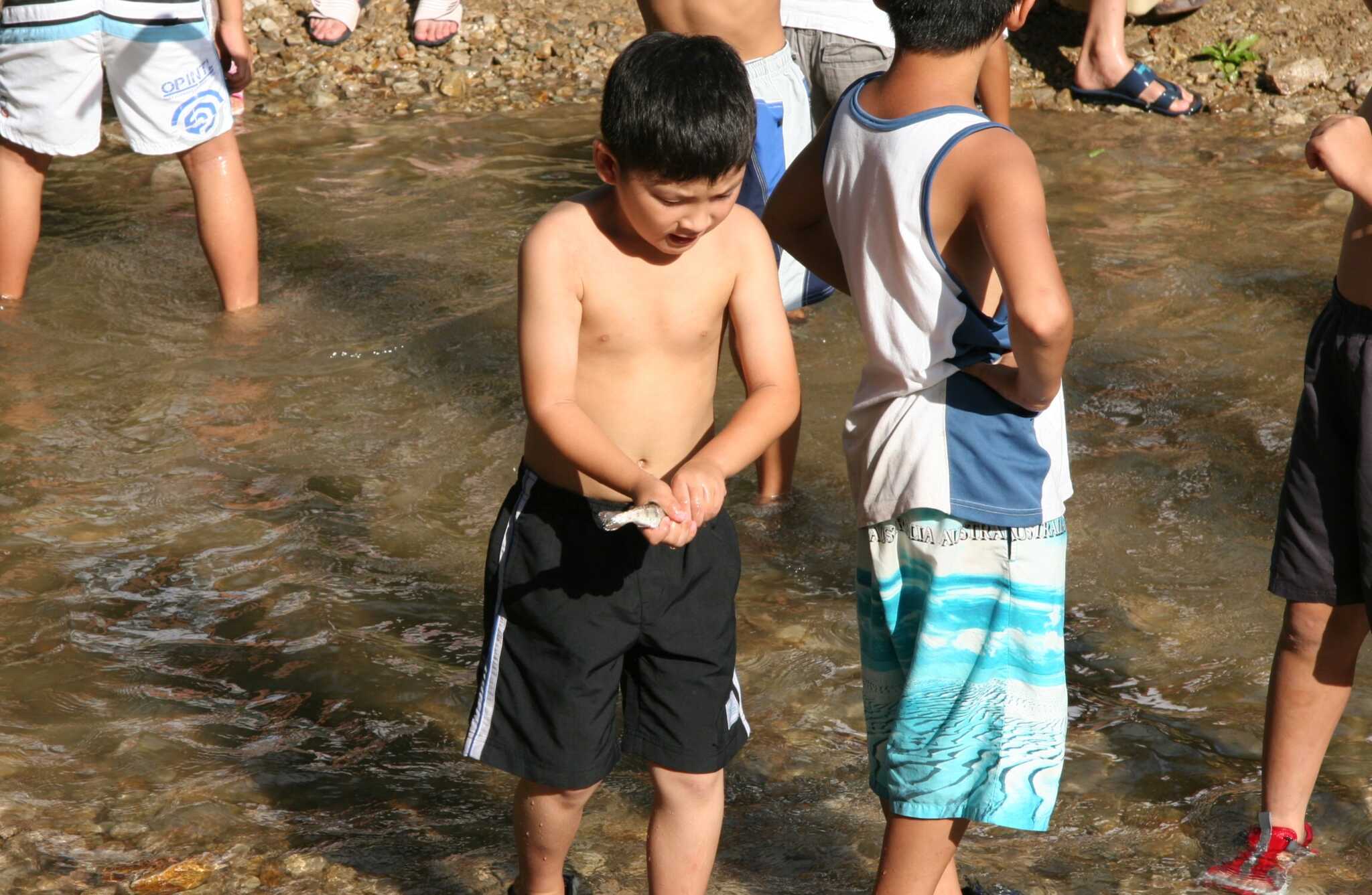 夏休み期間中は「やまめのつかみ取り」を毎日開催しています♪