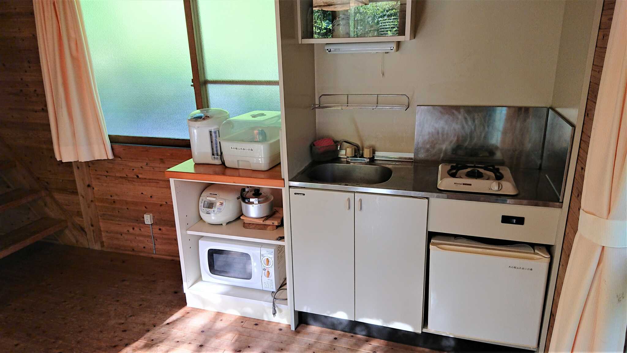 各コテージにキッチン&調理器具完備してます。