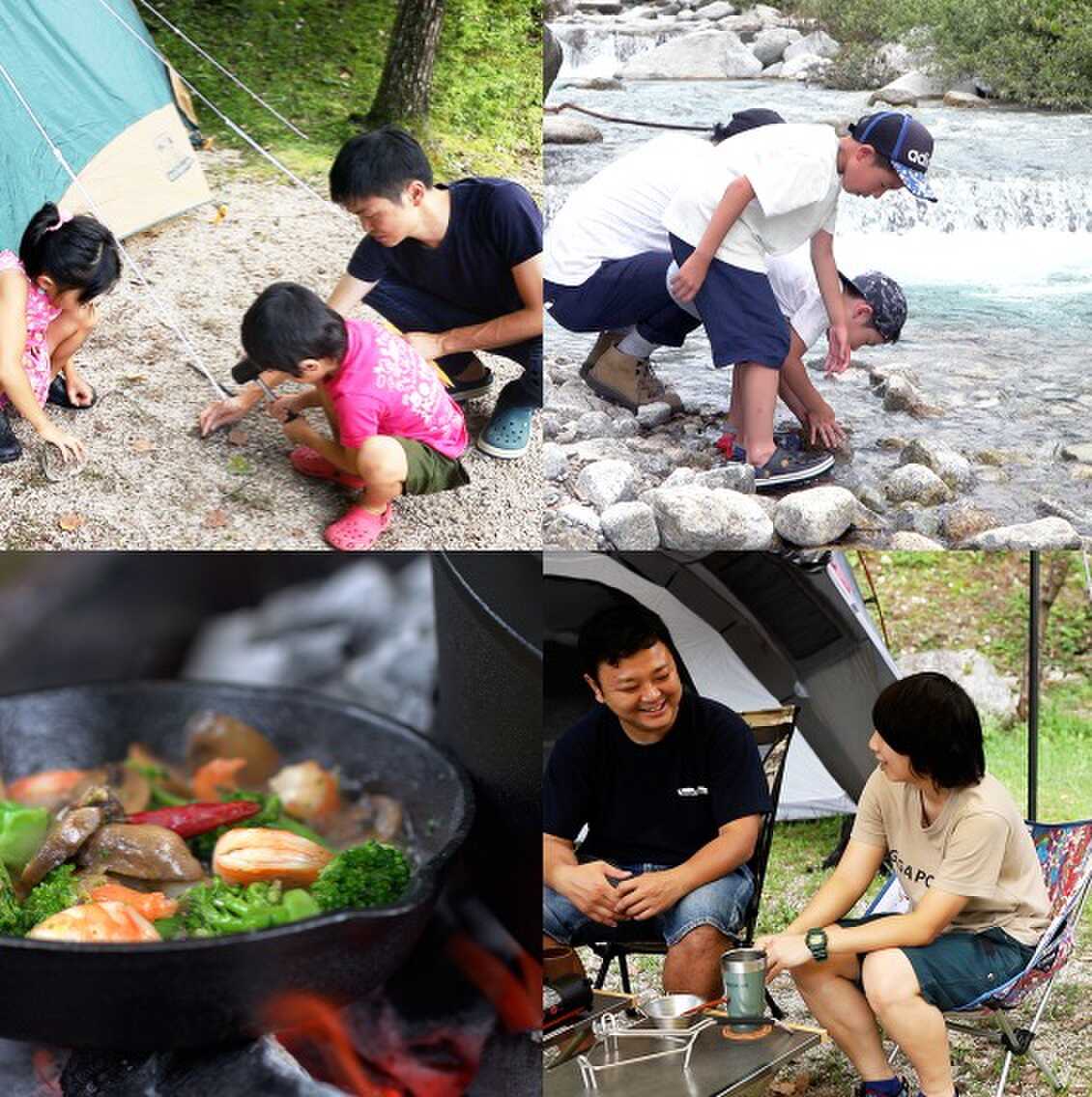 DAY CAMP STYLE:チェックインを終えたら、まずはテントやタープ、ベンチやテーブルの設置から。 拠点ができたらBBQや川遊び等、それぞれのスタイルでお楽しみください。 ゆっくりリフレッシュされたい方は、森林浴や読書もオススメです。