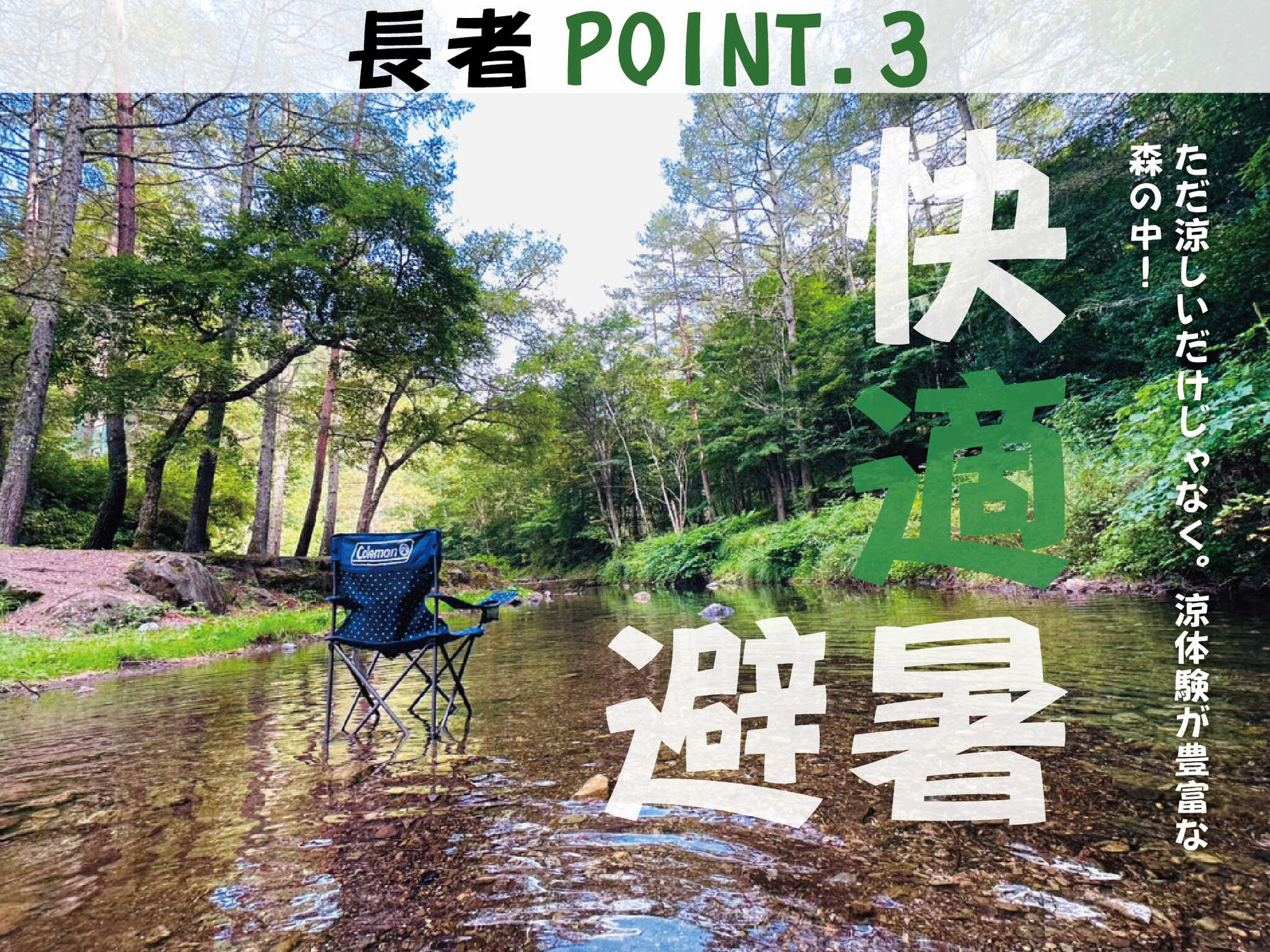 ただ涼しいだけじゃなく。涼体験が豊富な森の中!