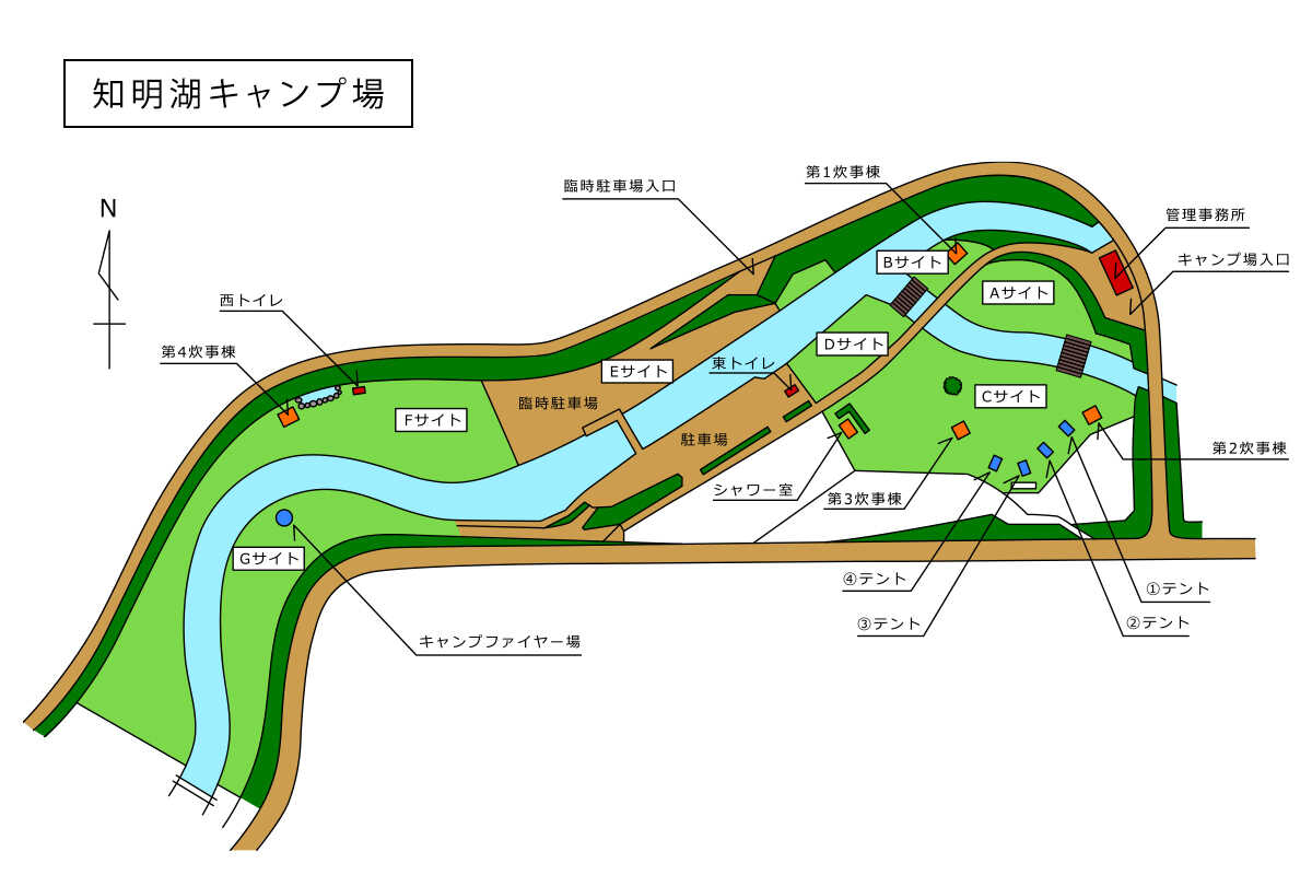 知明湖キャンプ場マップ