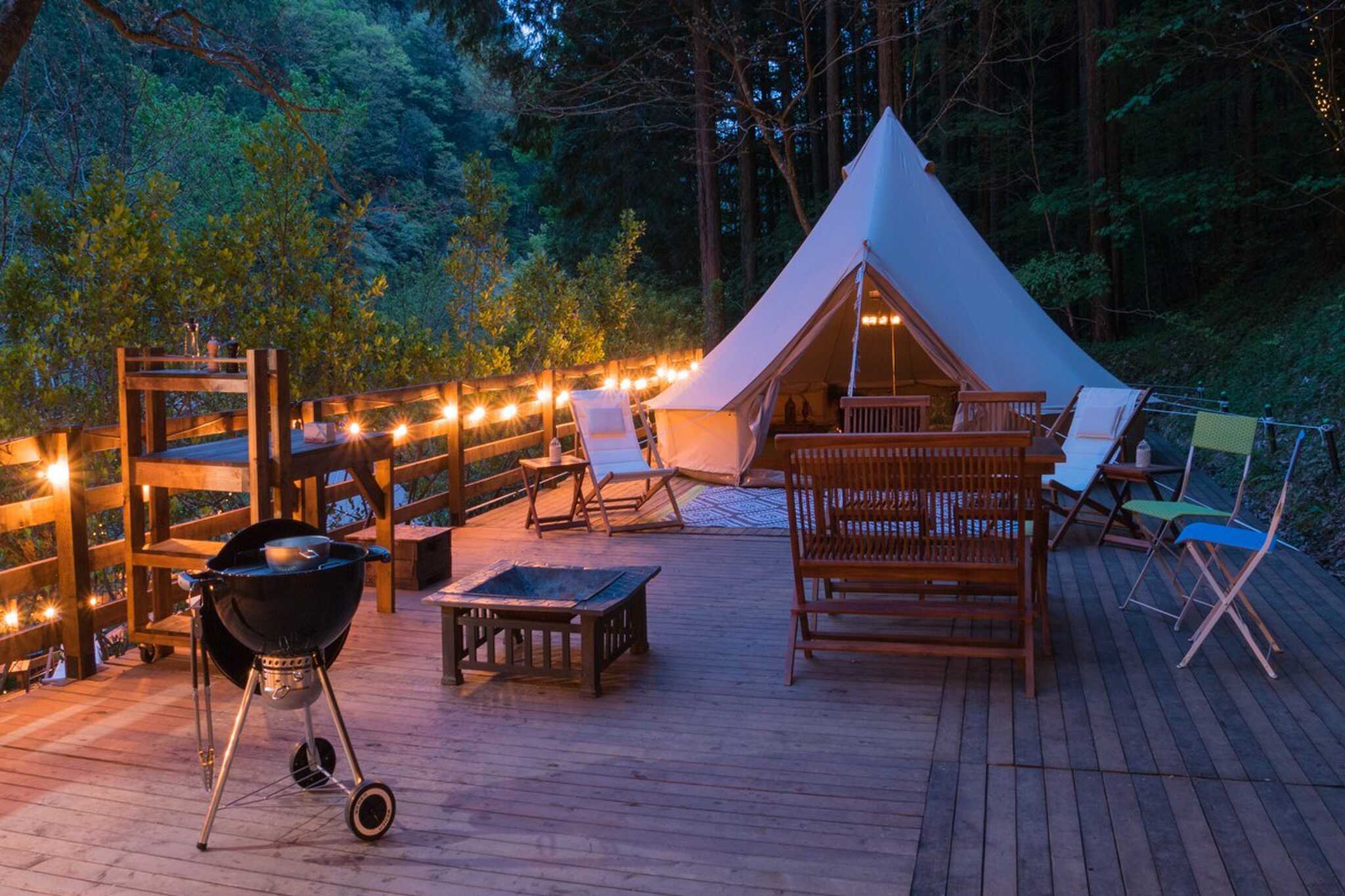 GLAMPING site Aは、最大6名宿泊可能