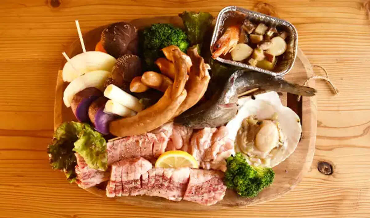 2名様用 贅沢デイキャンプコースイメージです。野菜やお肉を存分にお楽しみください。