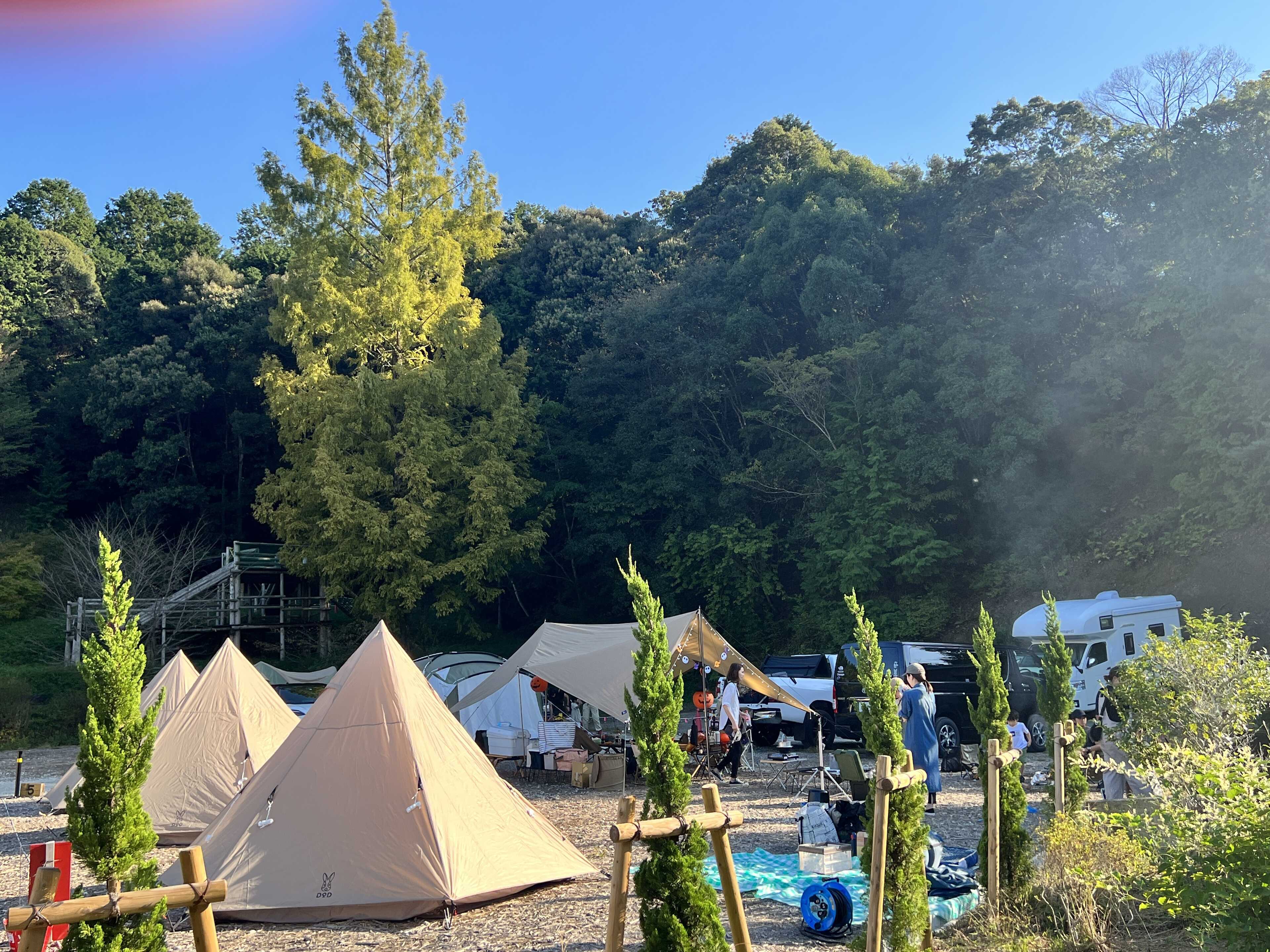 木々に囲まれた森の中でBBQ