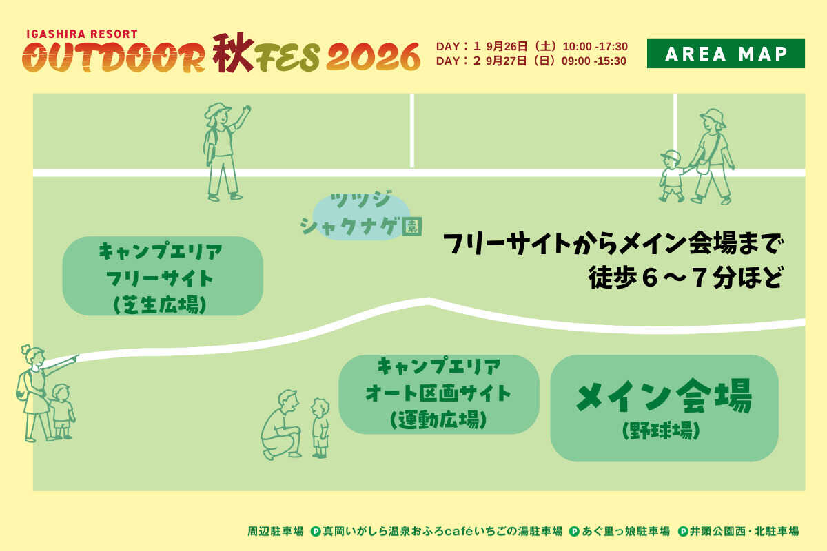 フリーサイトはメイン会場から徒歩6分ほど!