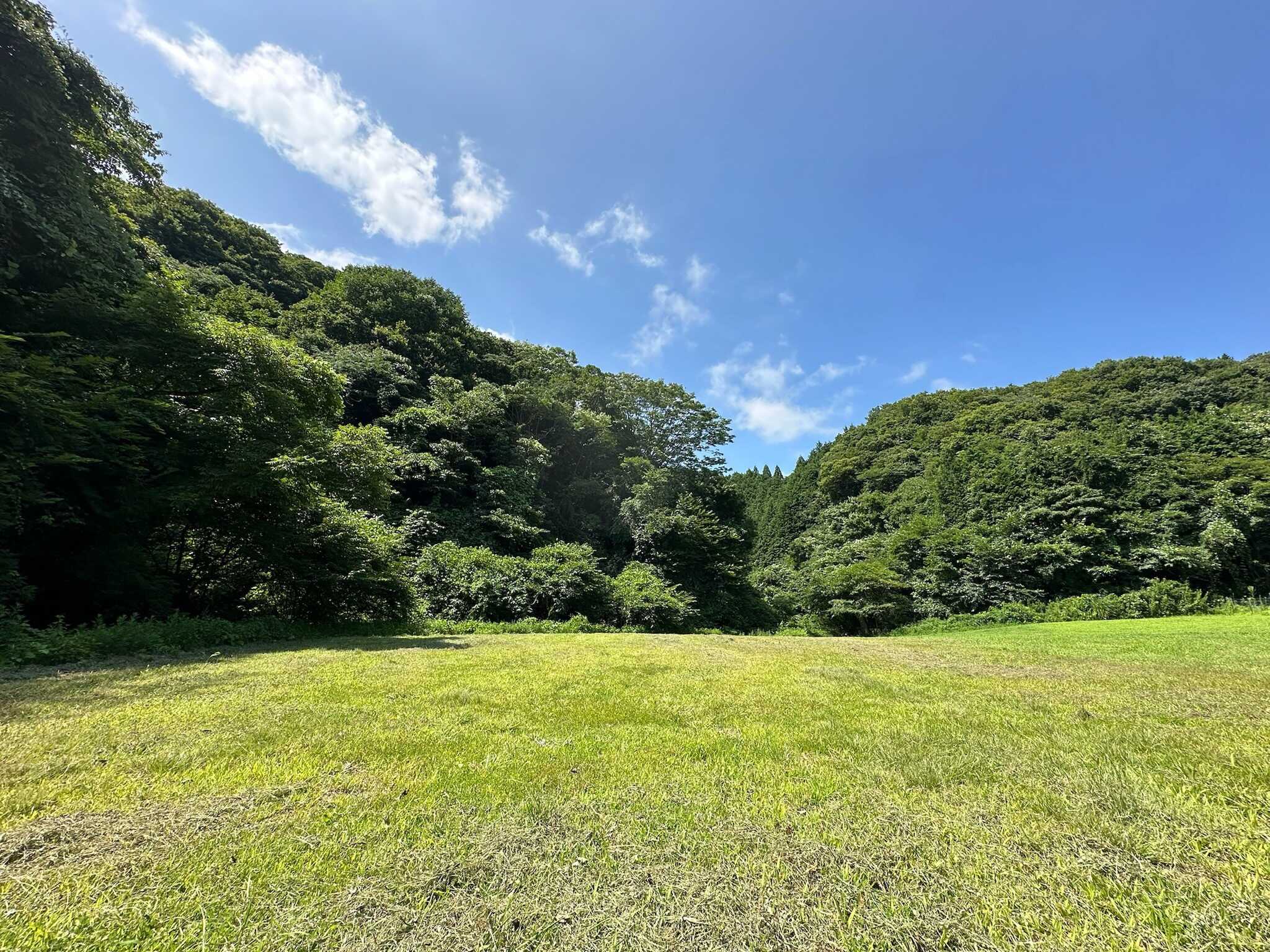 里山に囲まれた広さ約1000坪のフリーサイトは、周囲に明かりがないため夜は星空がとても綺麗に見えます