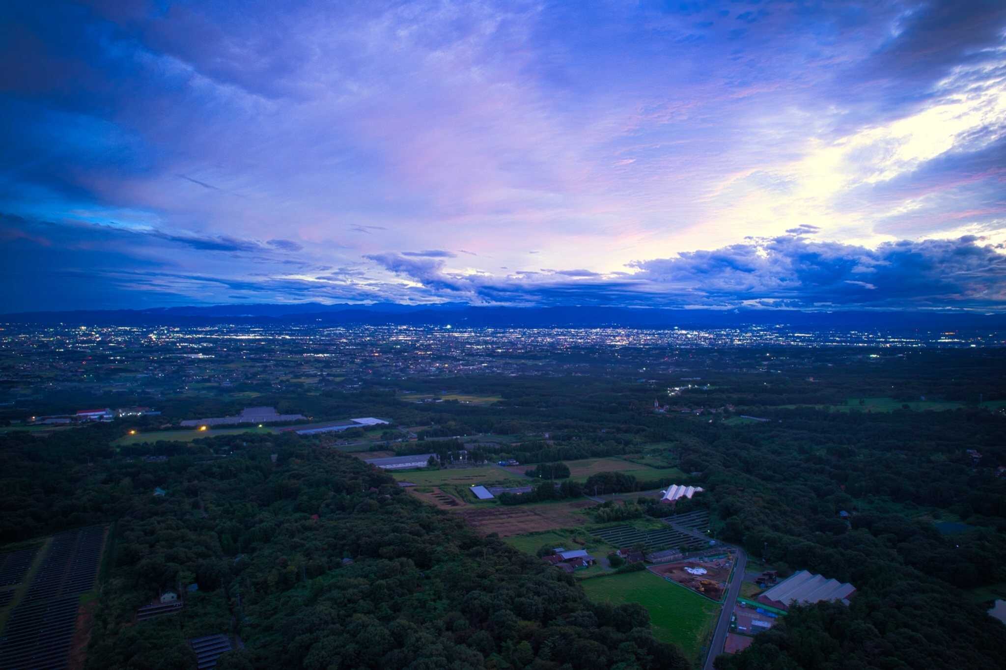 キャンプ場上空からの夜景