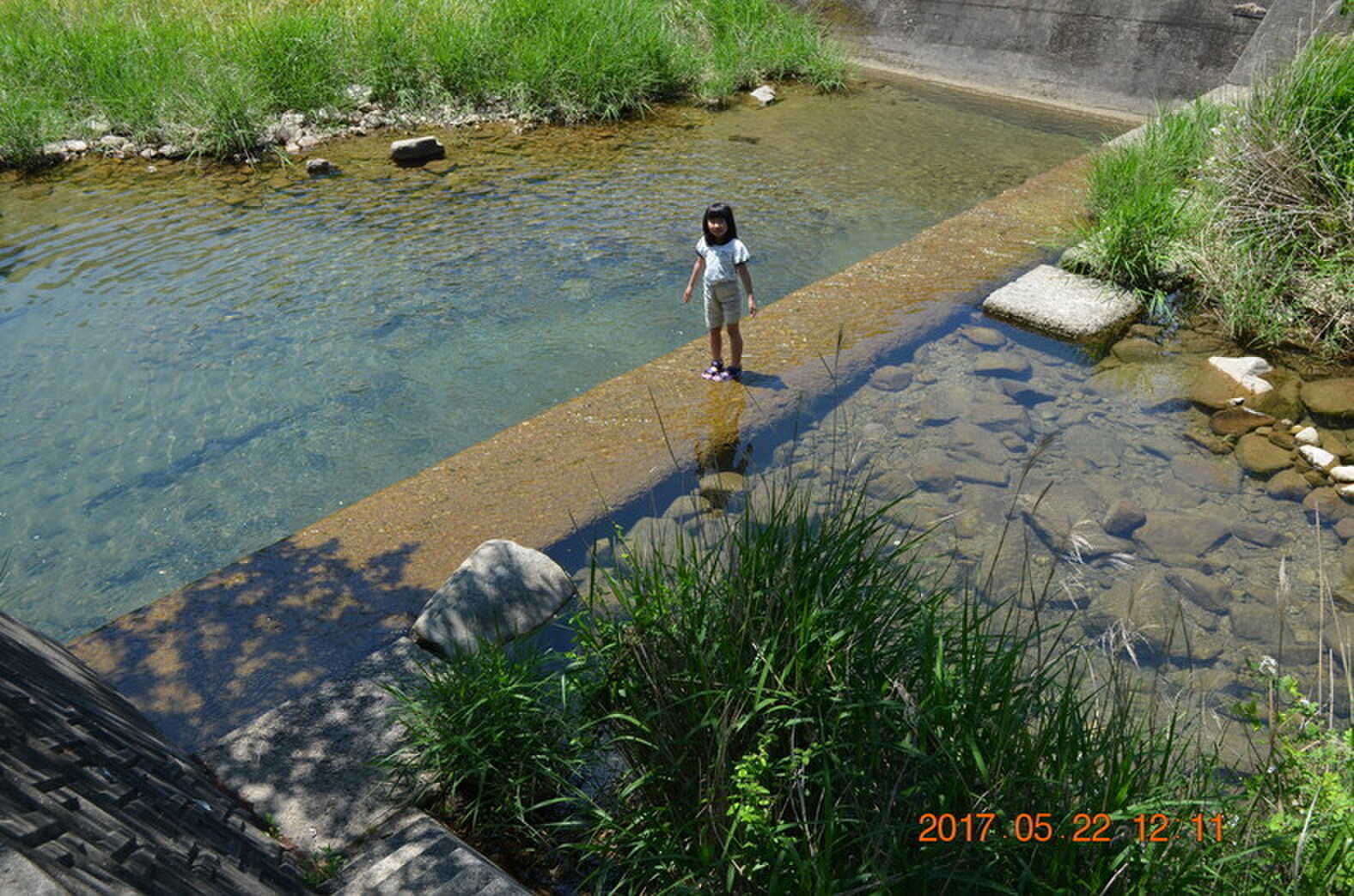 川遊びのできる場所(階段があって降りることができるようになっています)