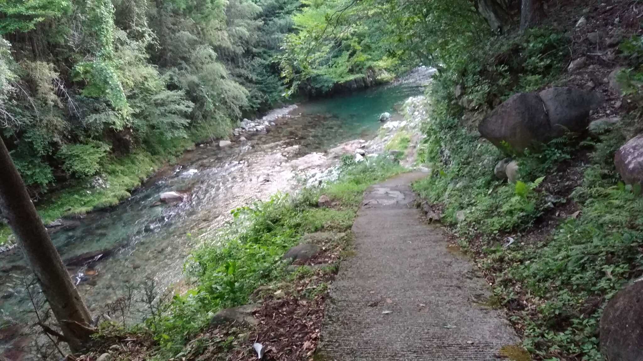 川へ下りる道