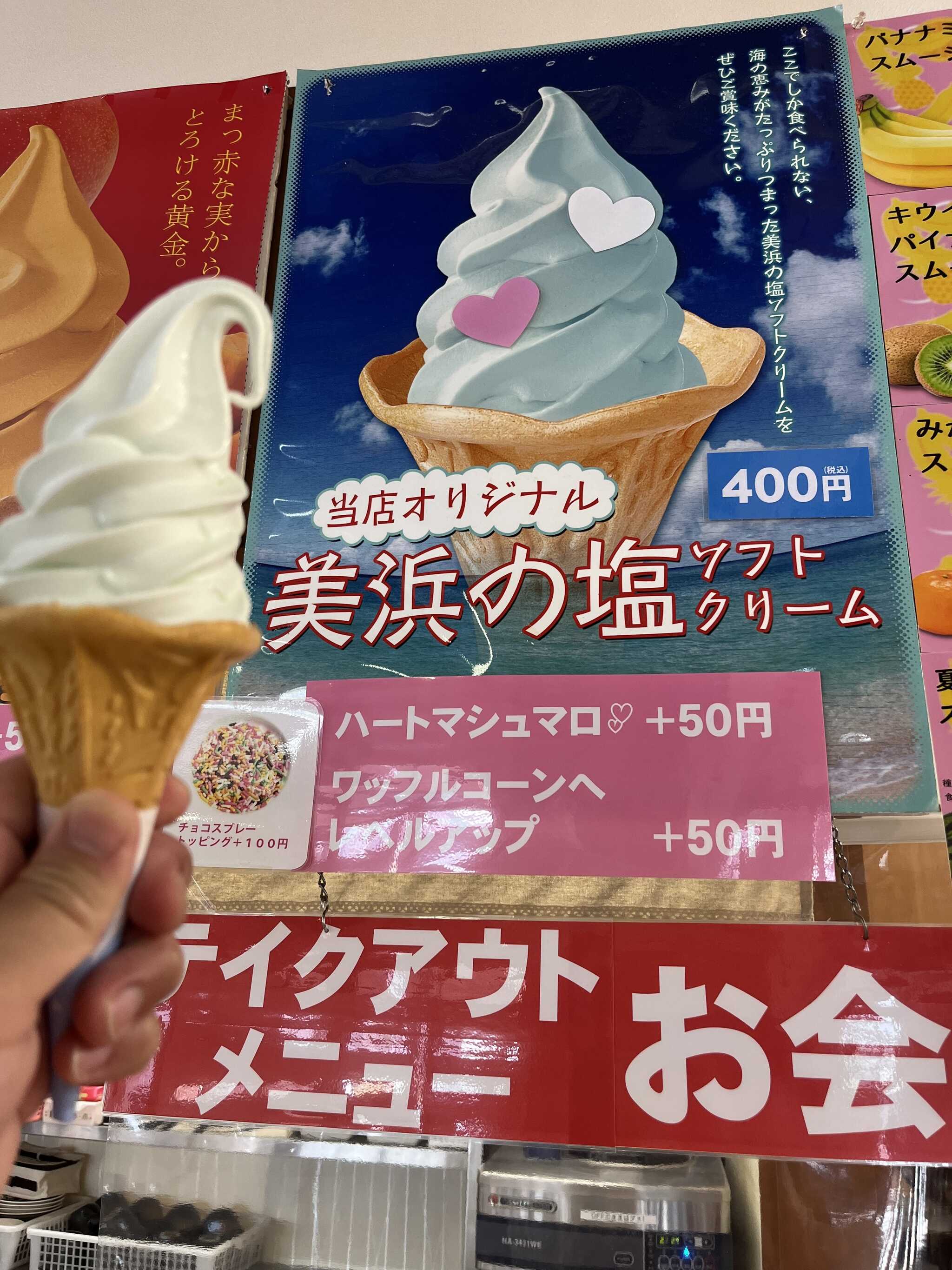 隣の道の駅的なところの塩ソフト