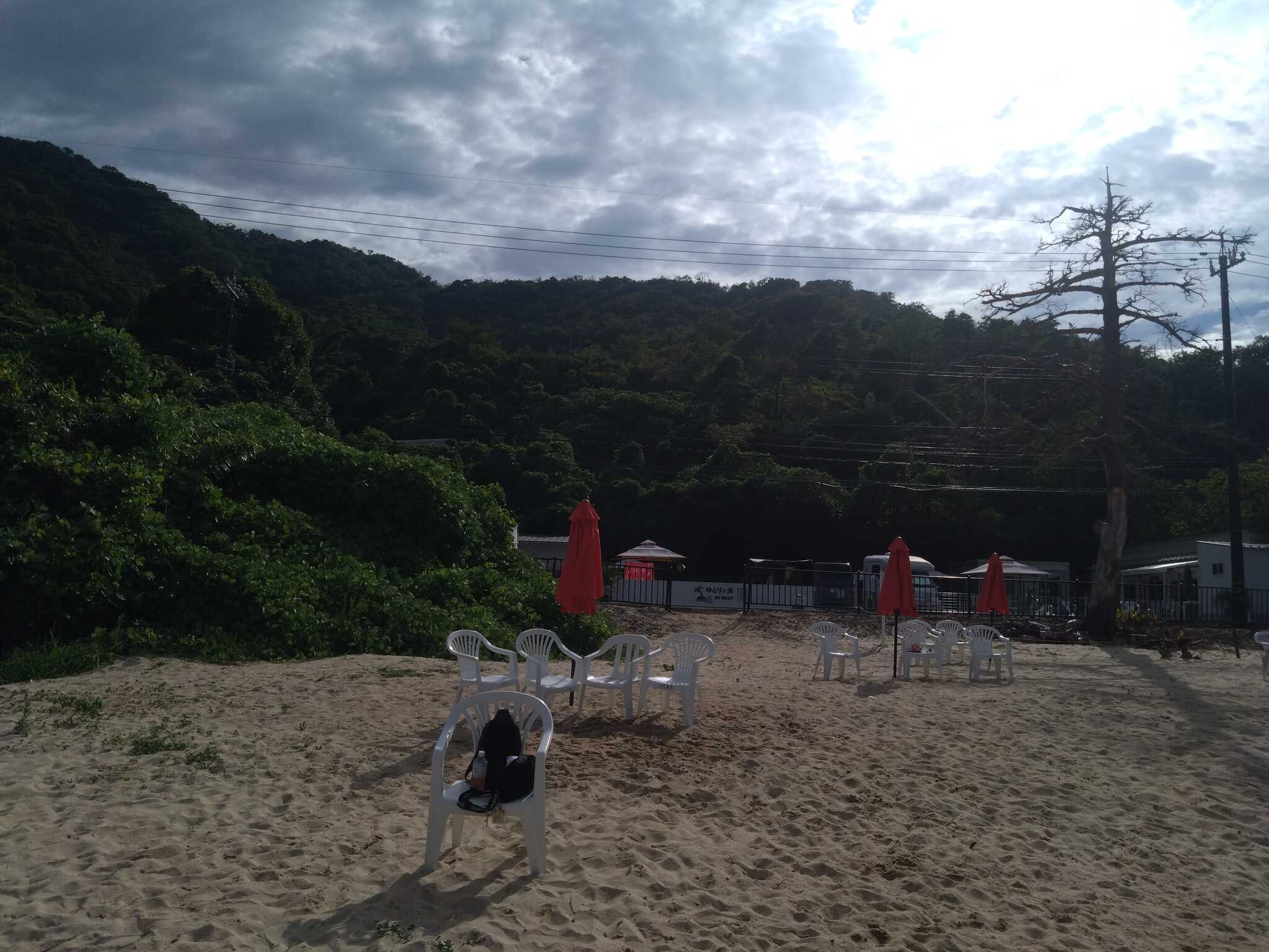 海から見たキャンプ場