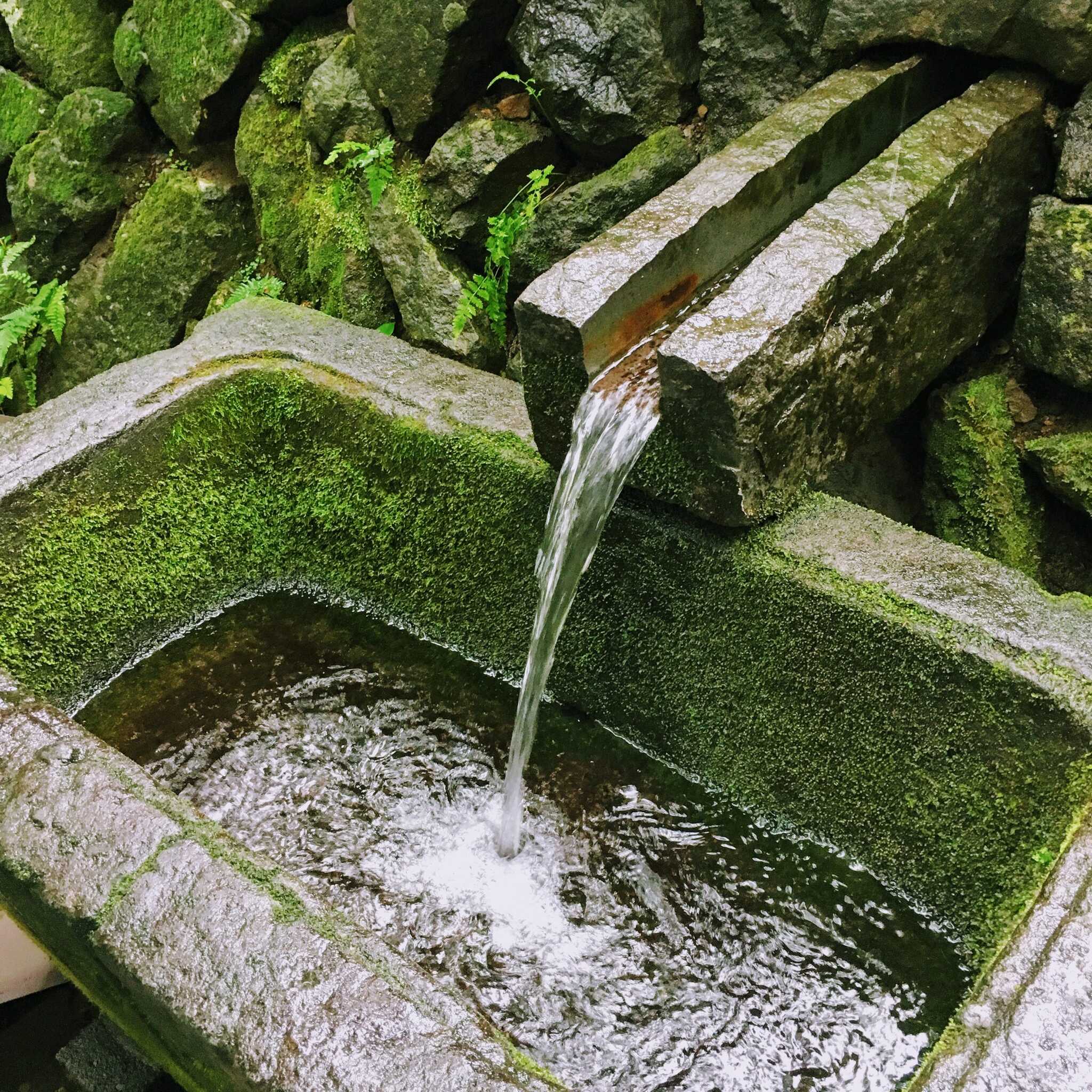御神水は境内の中です。