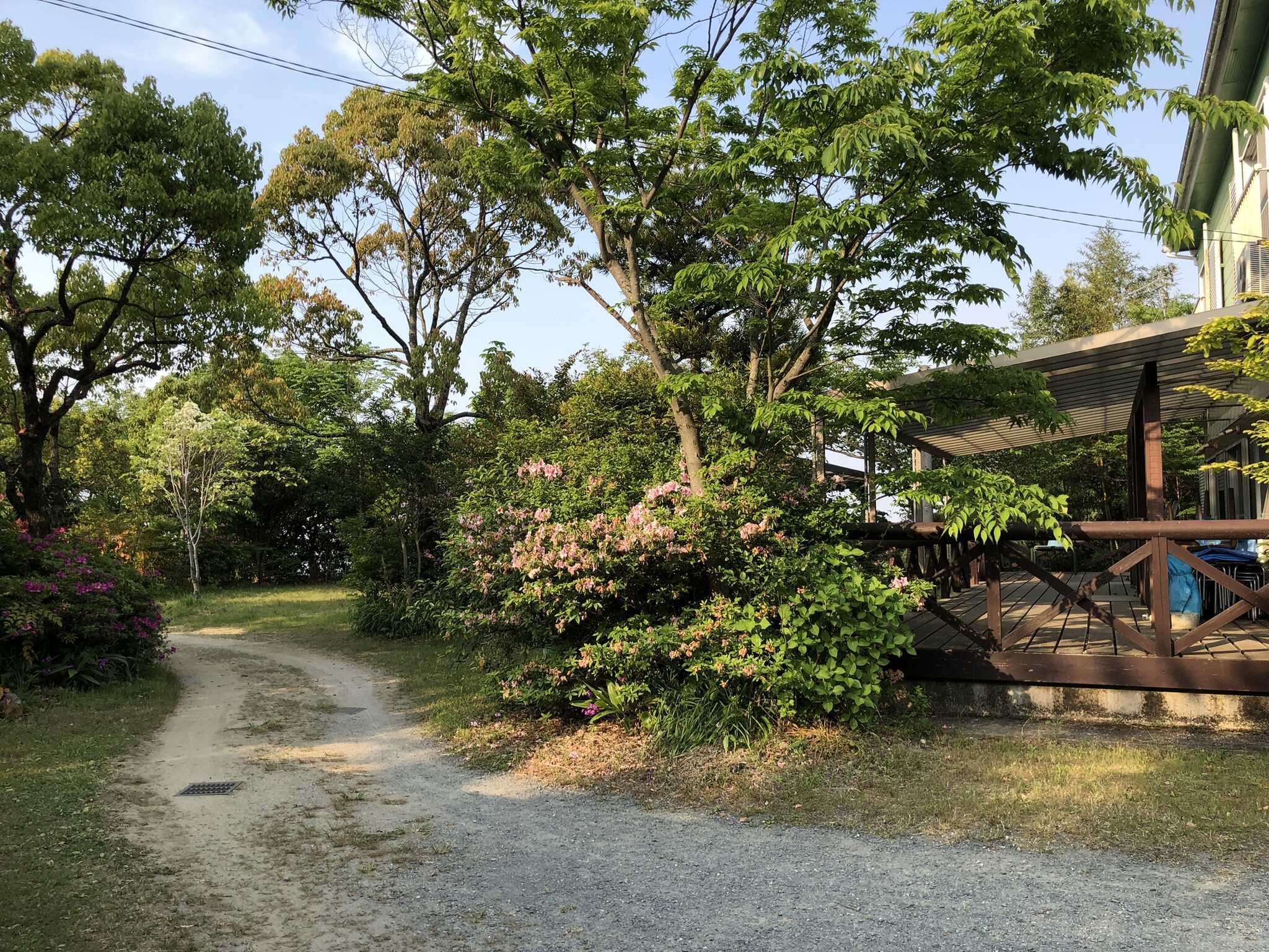 管理人棟の左側キャンプ場へ向かう道