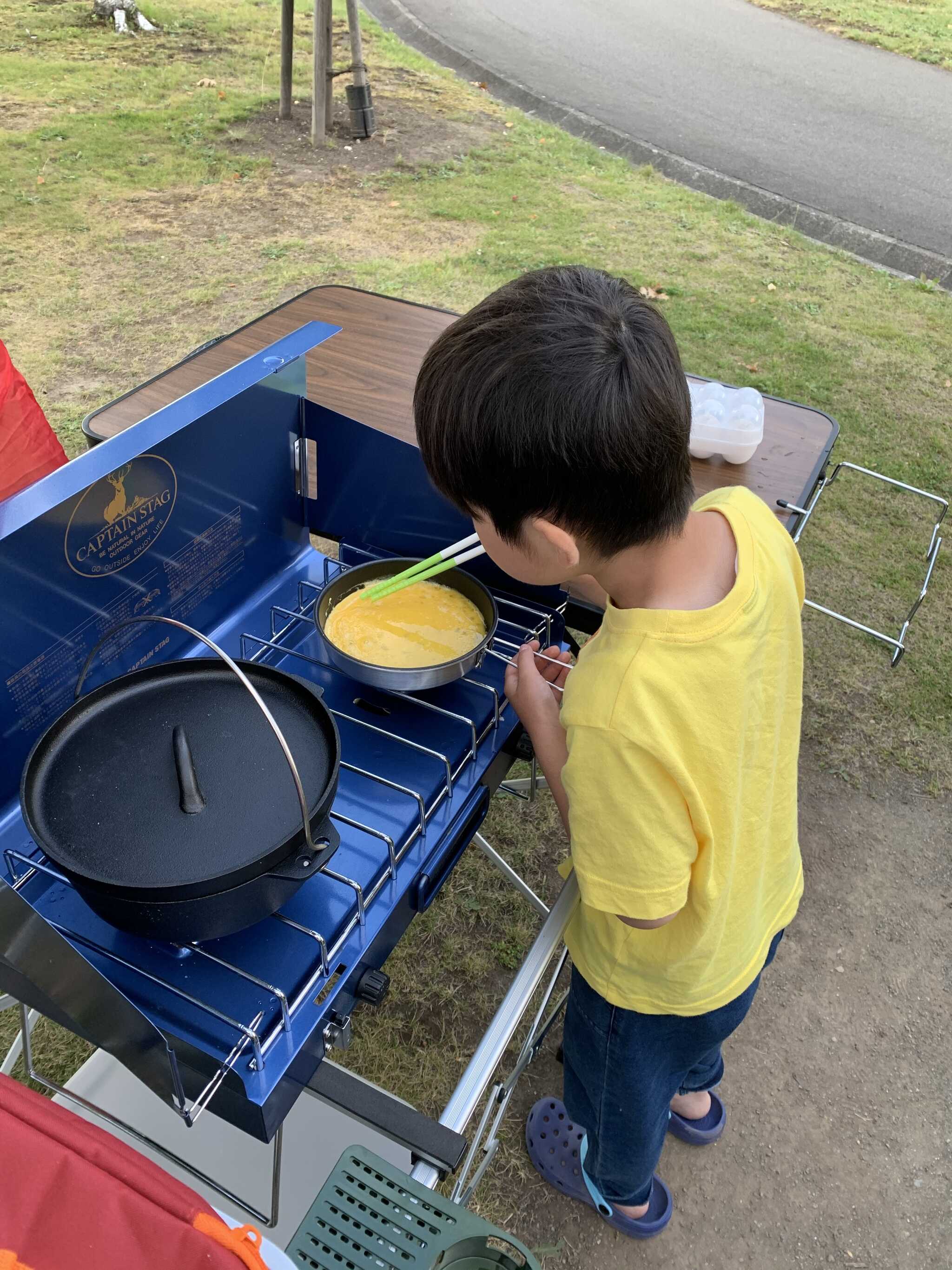 アウトドアで料理の練習