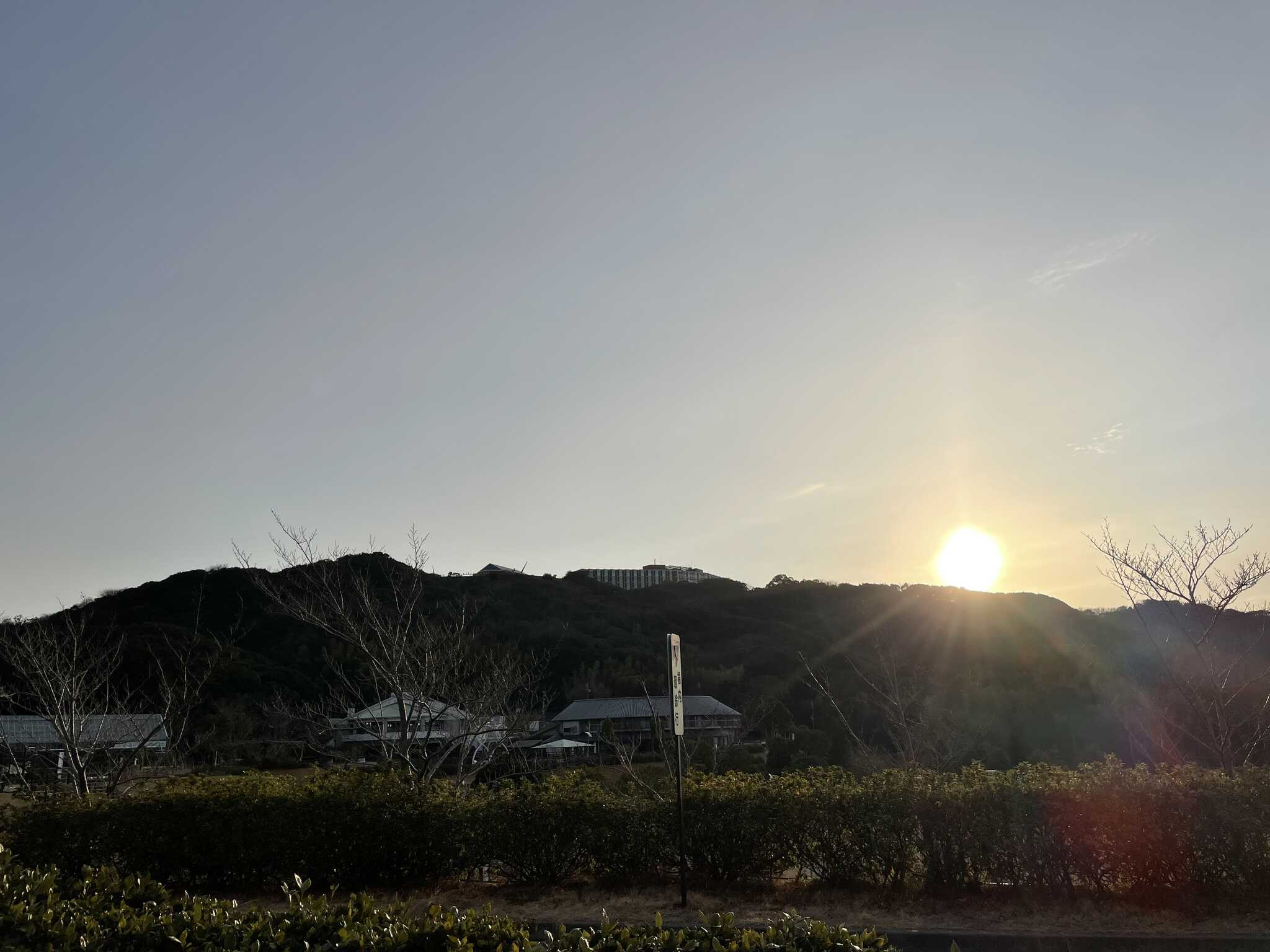 朝日。だいぶ上がってからしか見えません
