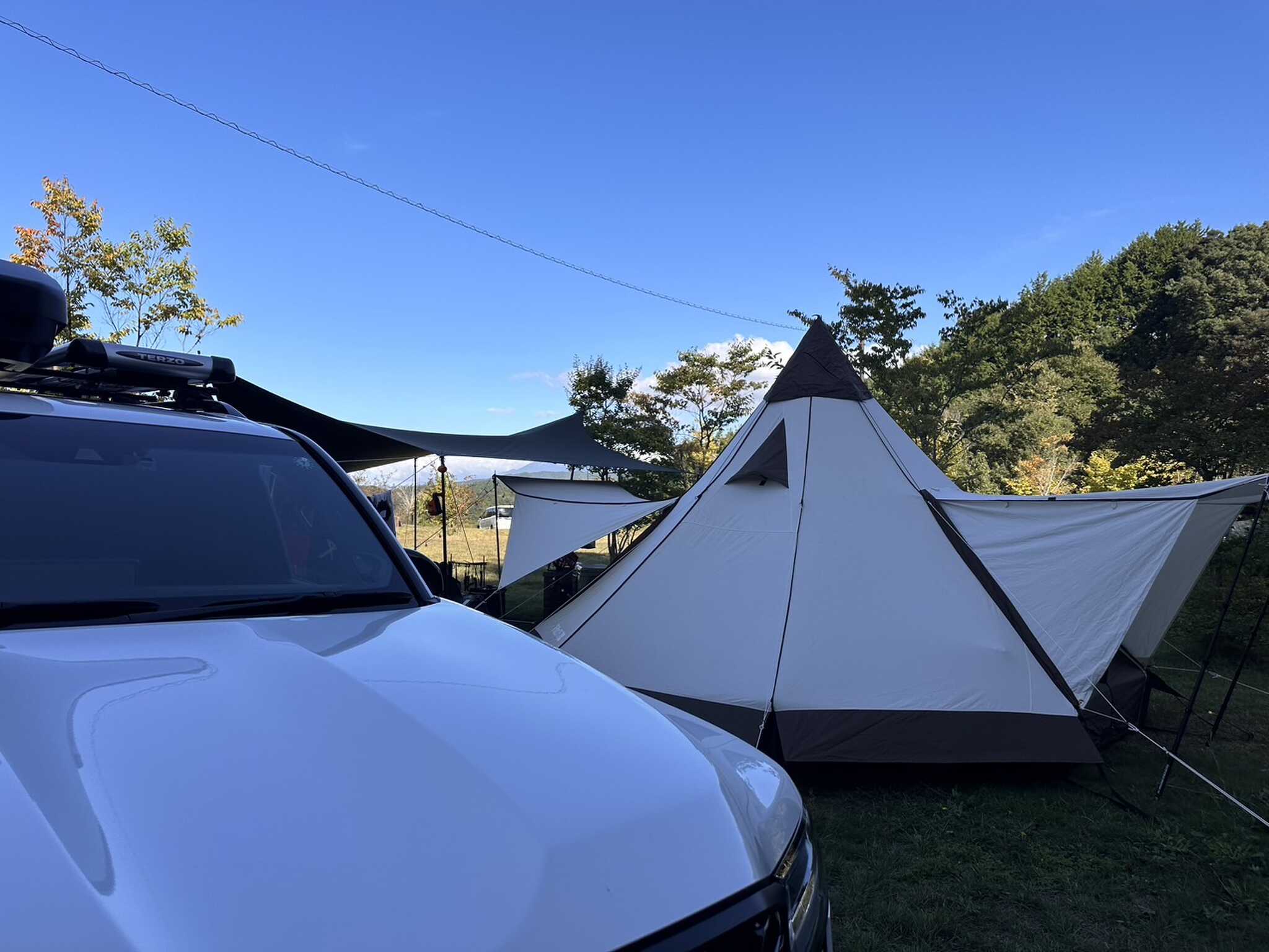 テントより大山を望む