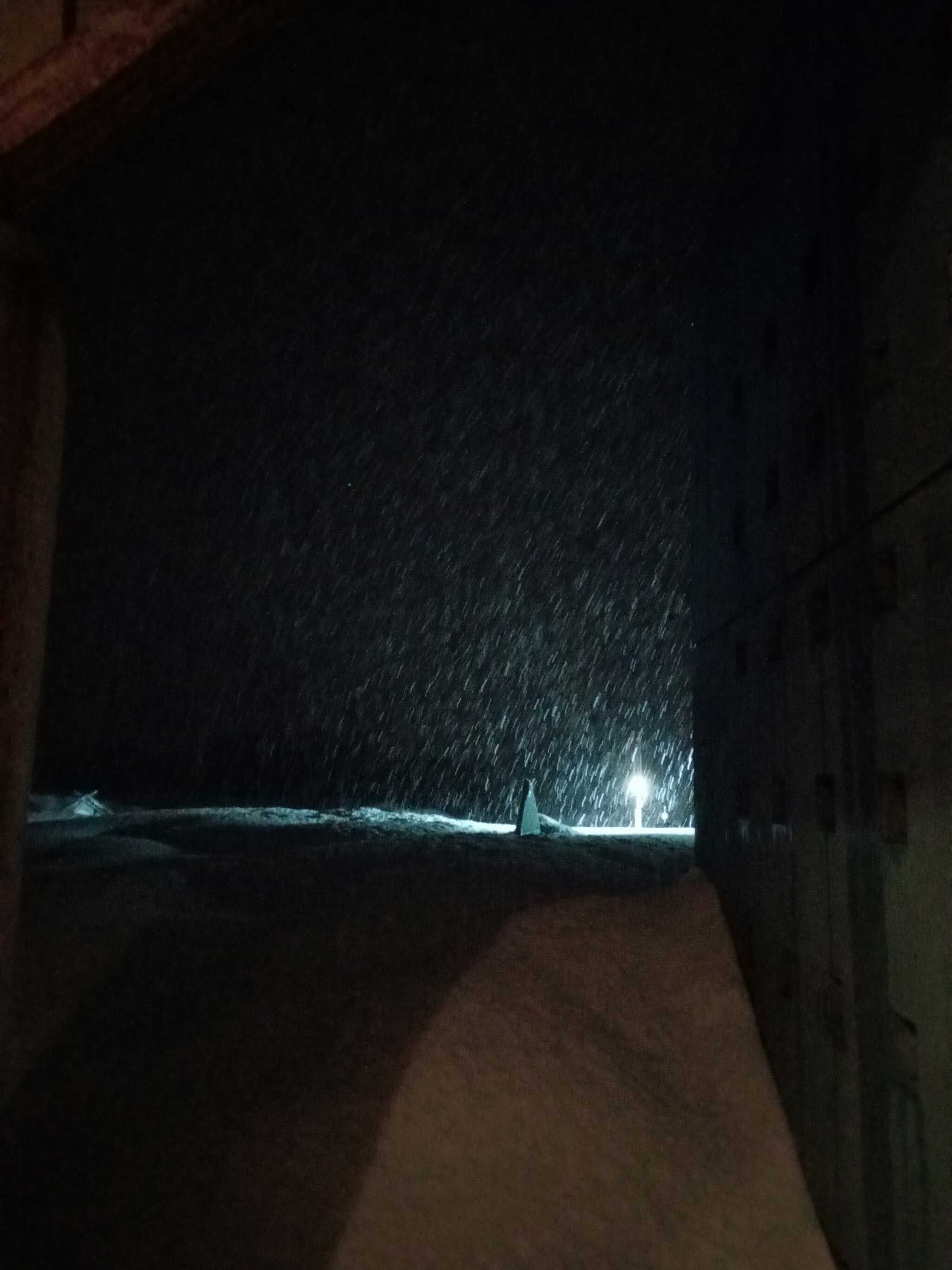 夜はずっと雪でした