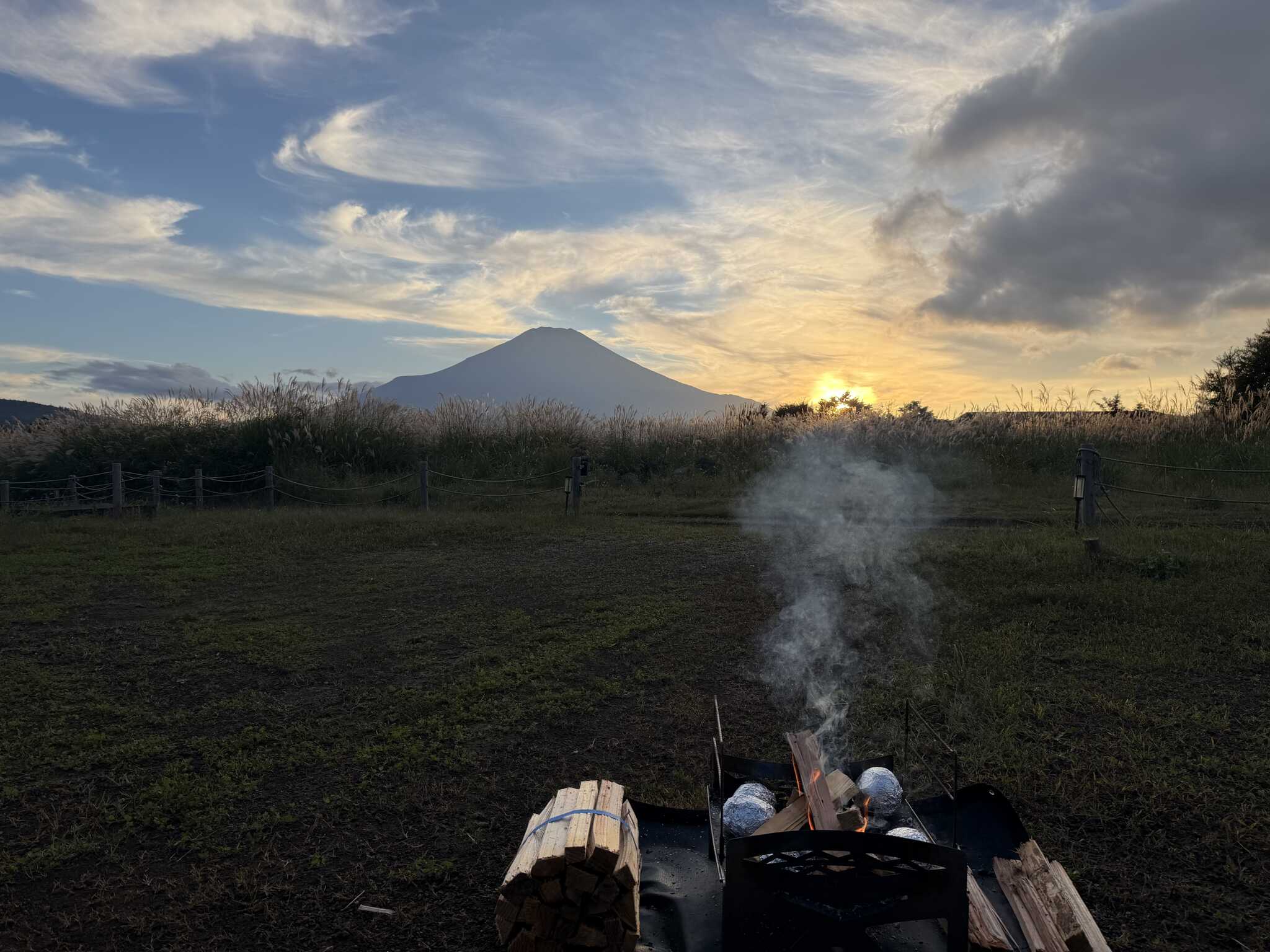 富士山と夕陽