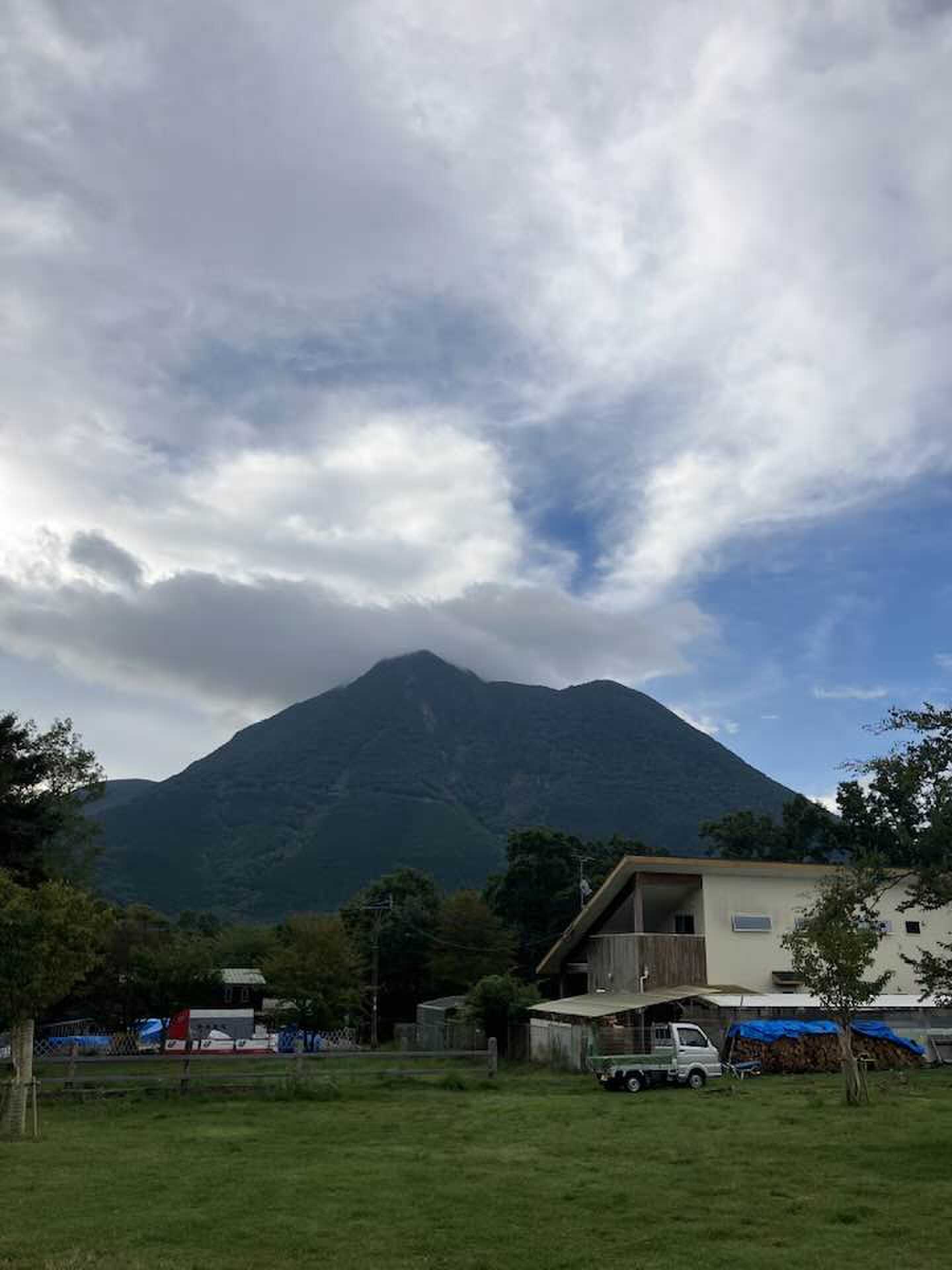 目の前に由布岳