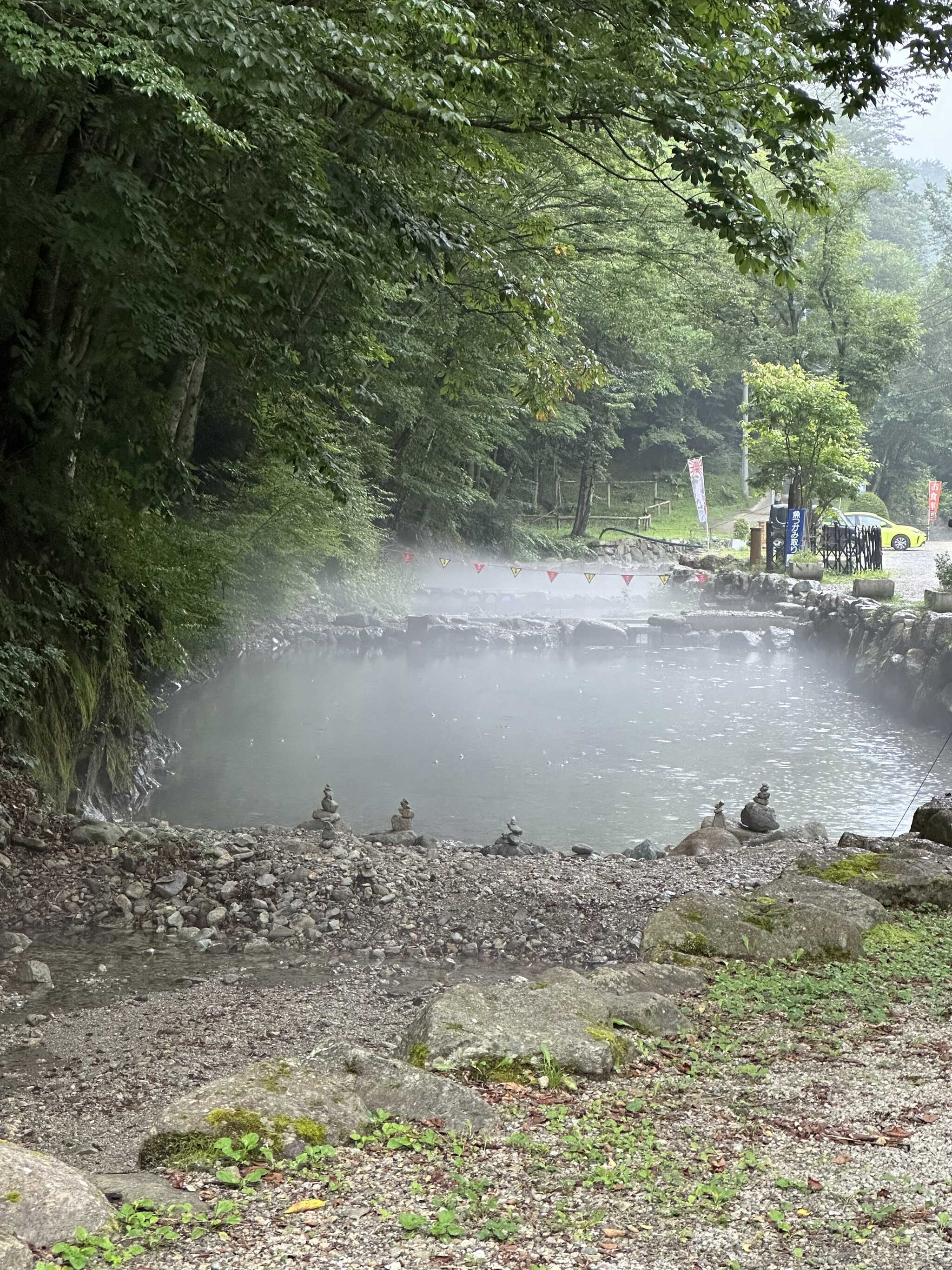 時間釣りの池で見た川霧