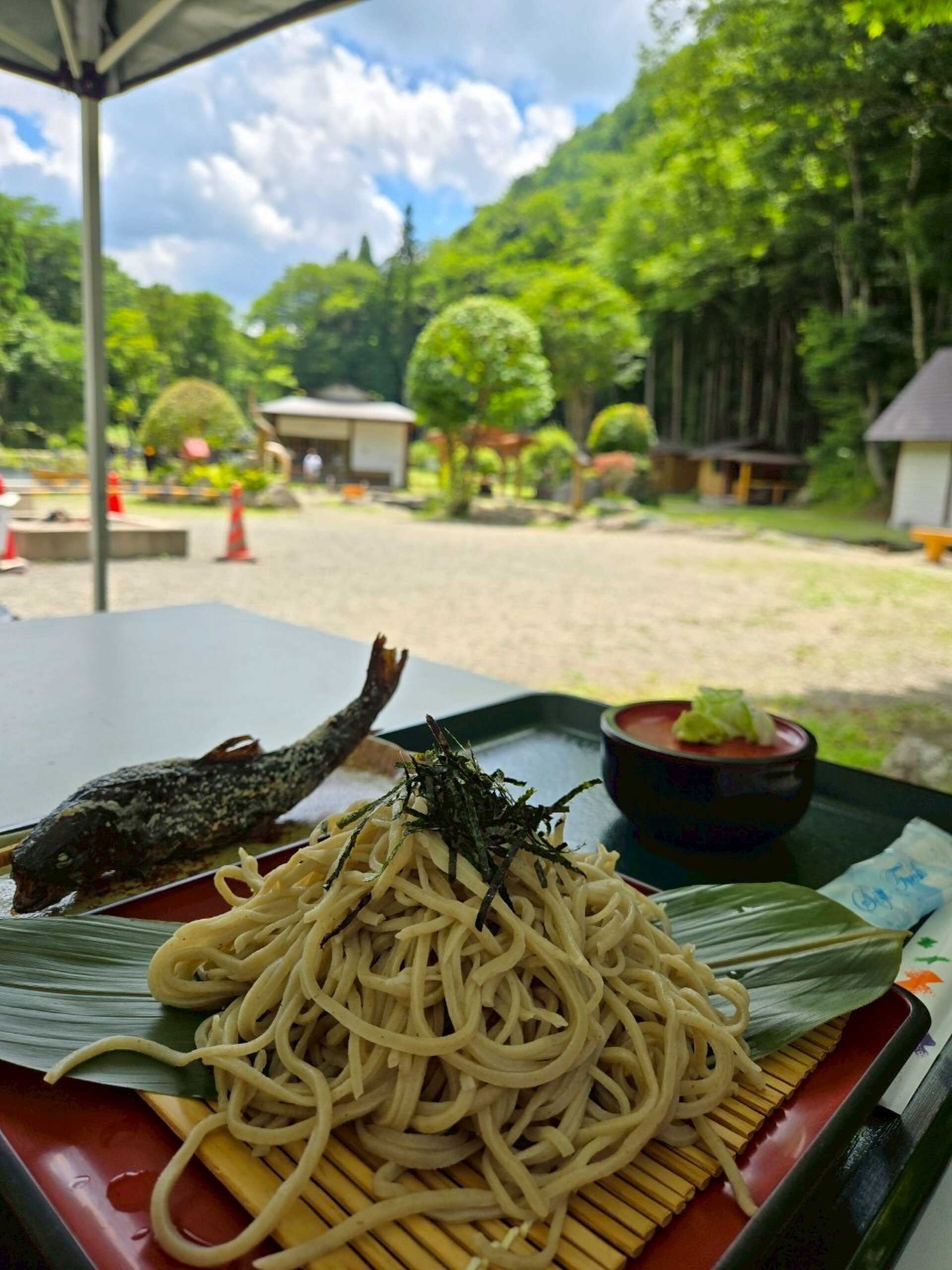 蕎麦と川魚塩焼き