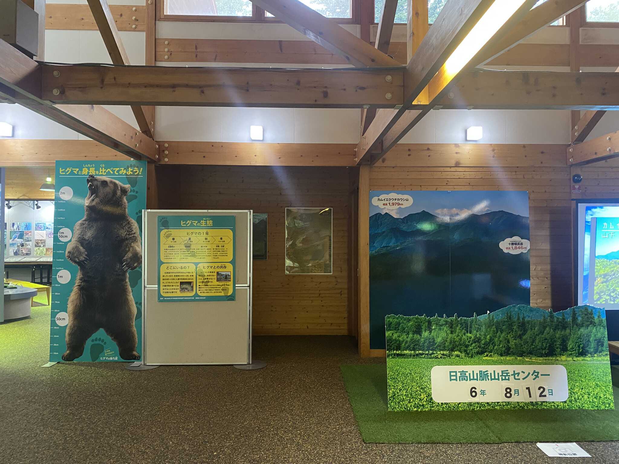 管理棟内にあるヒグマの写真。