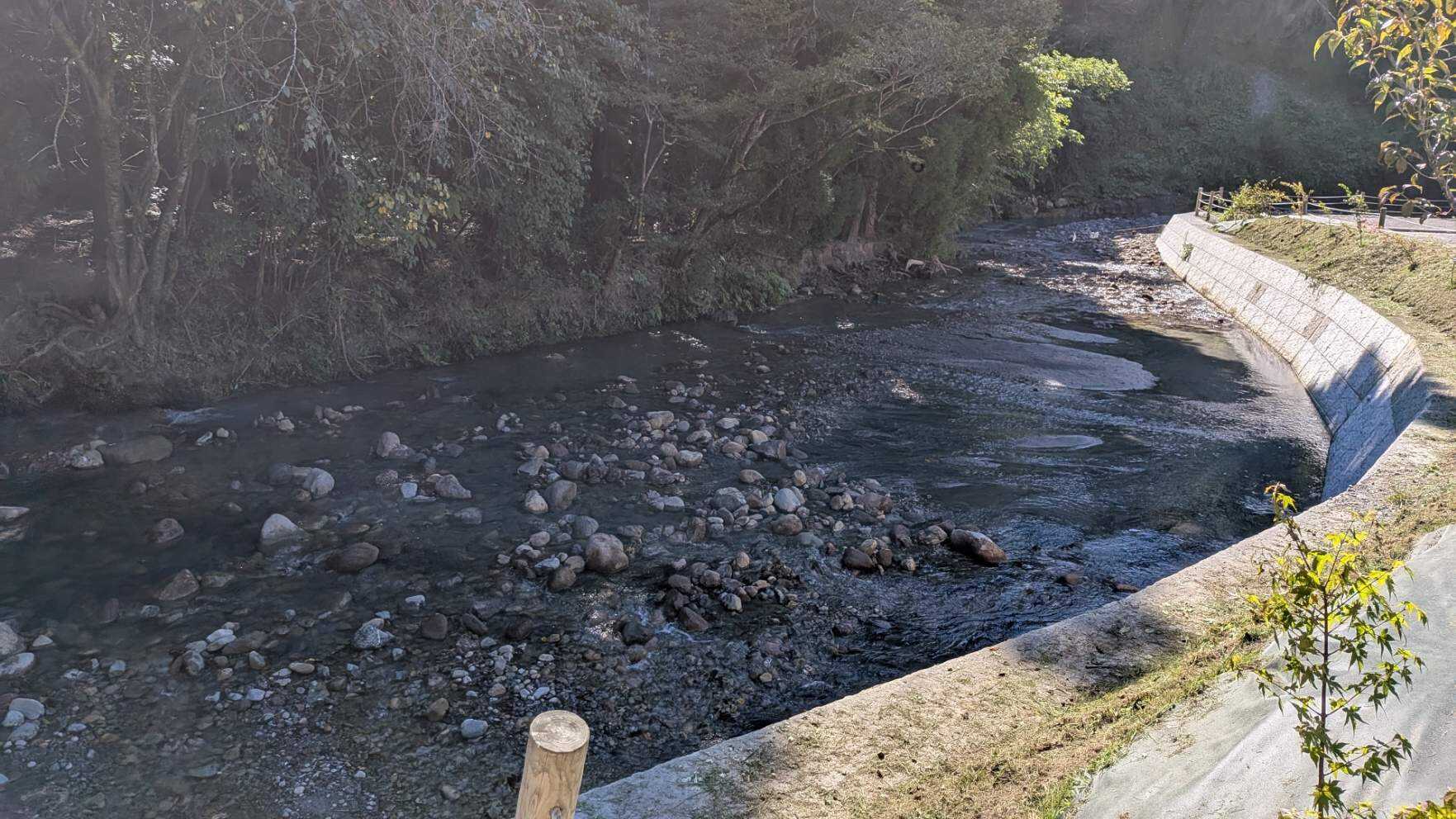 施設内の小川でサウナの冷水にも・・・。