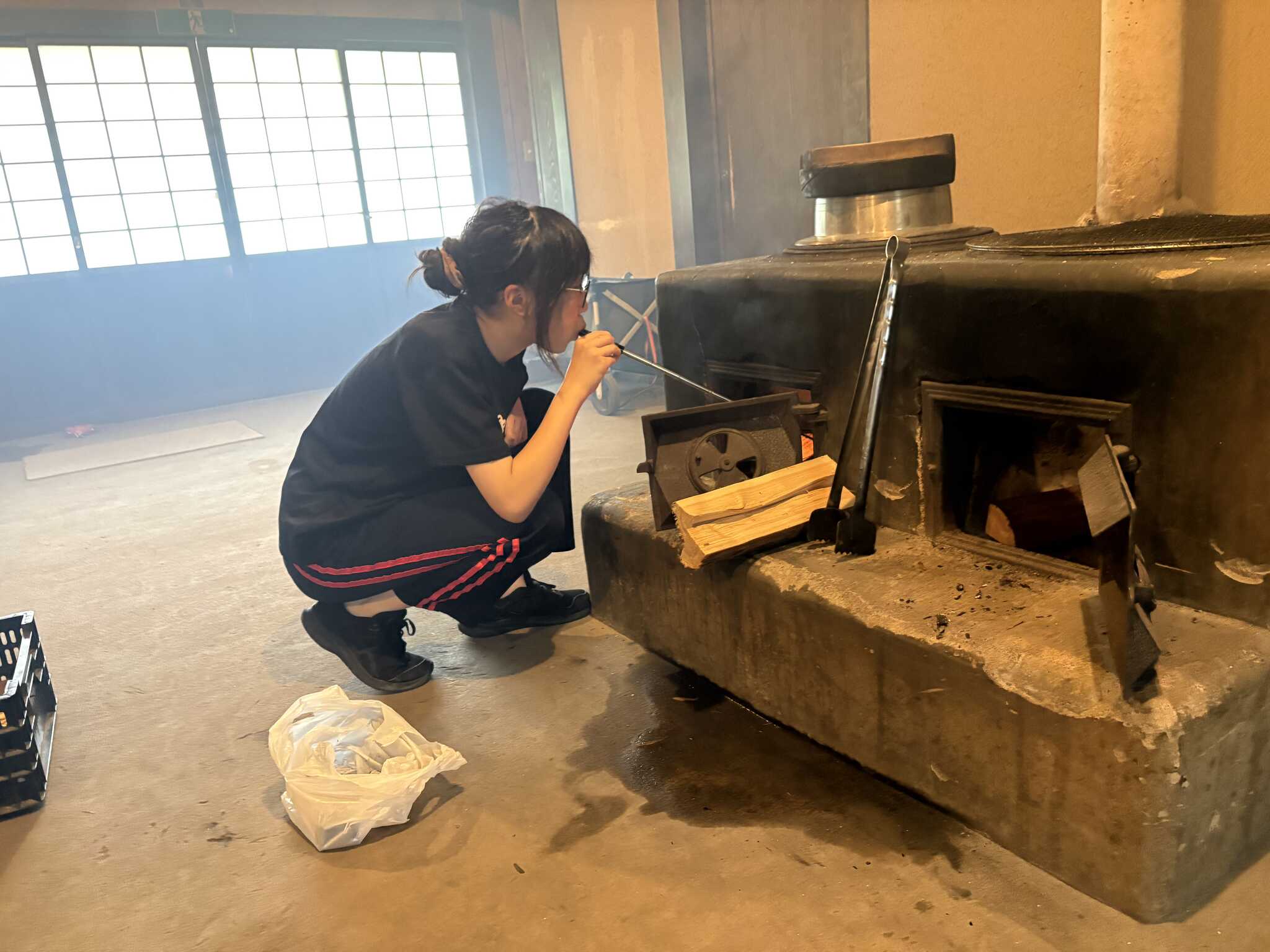 釜戸の火起こし