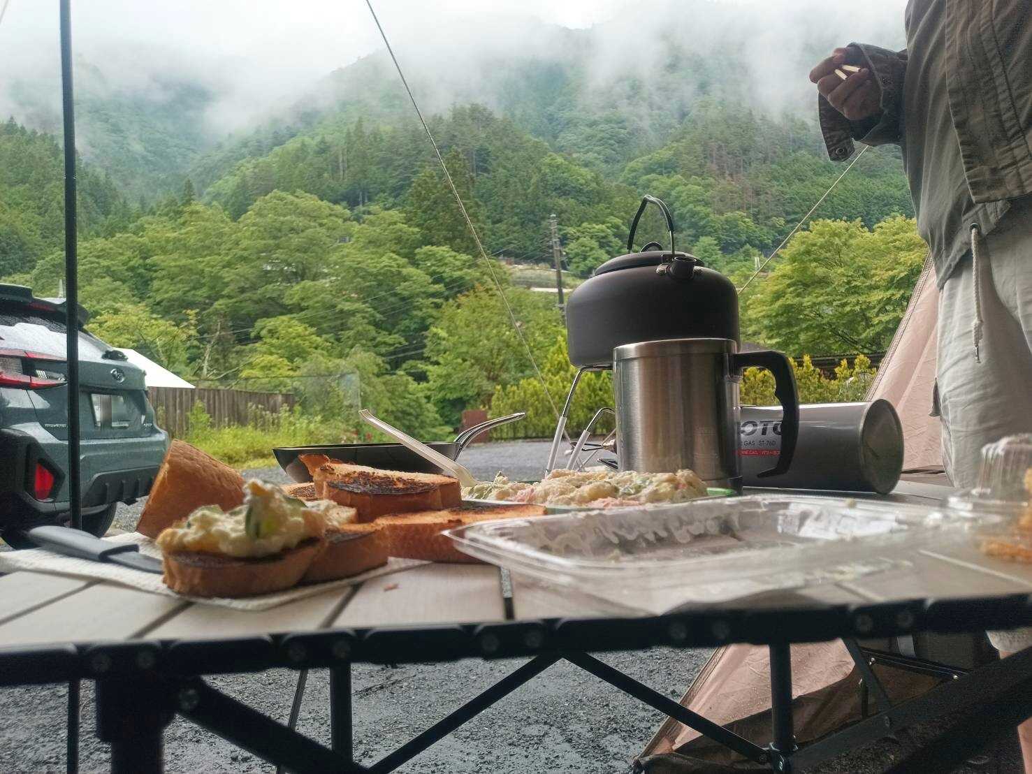サイトから山を見上げて