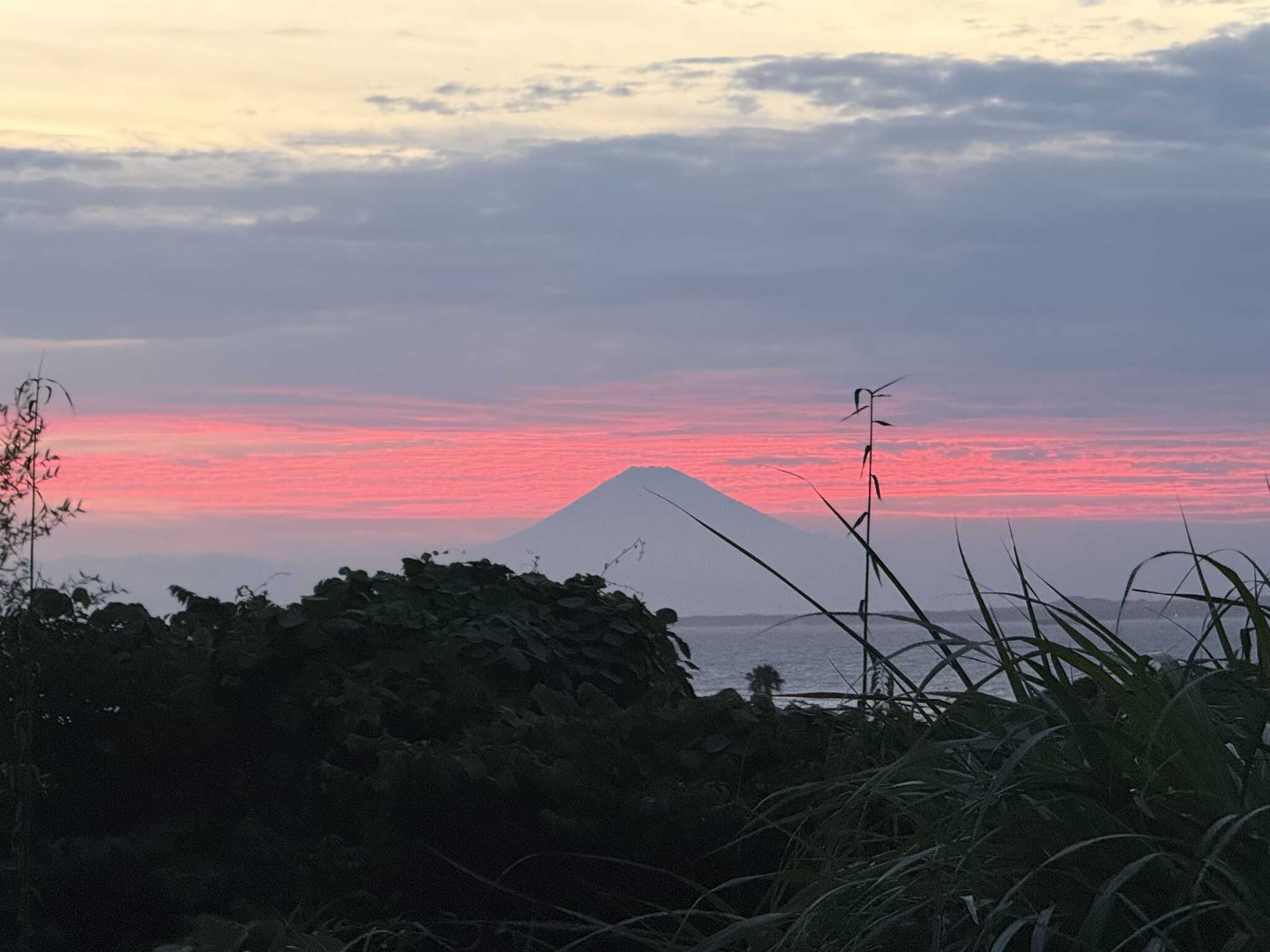 T3サイトからの夕暮れ。富士山がめちゃくちゃ綺麗でした。