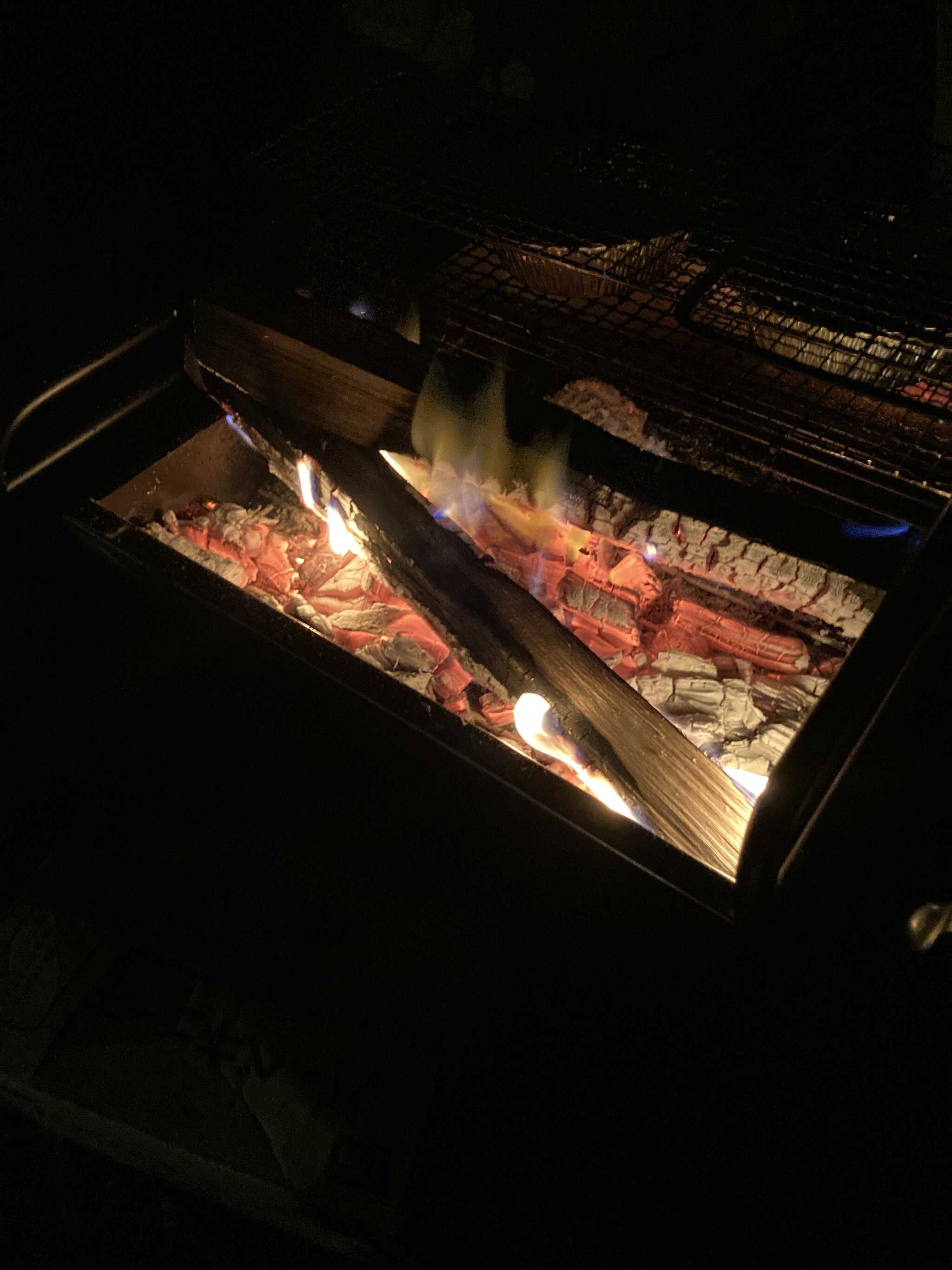 焚き火は楽しい(^ν^)