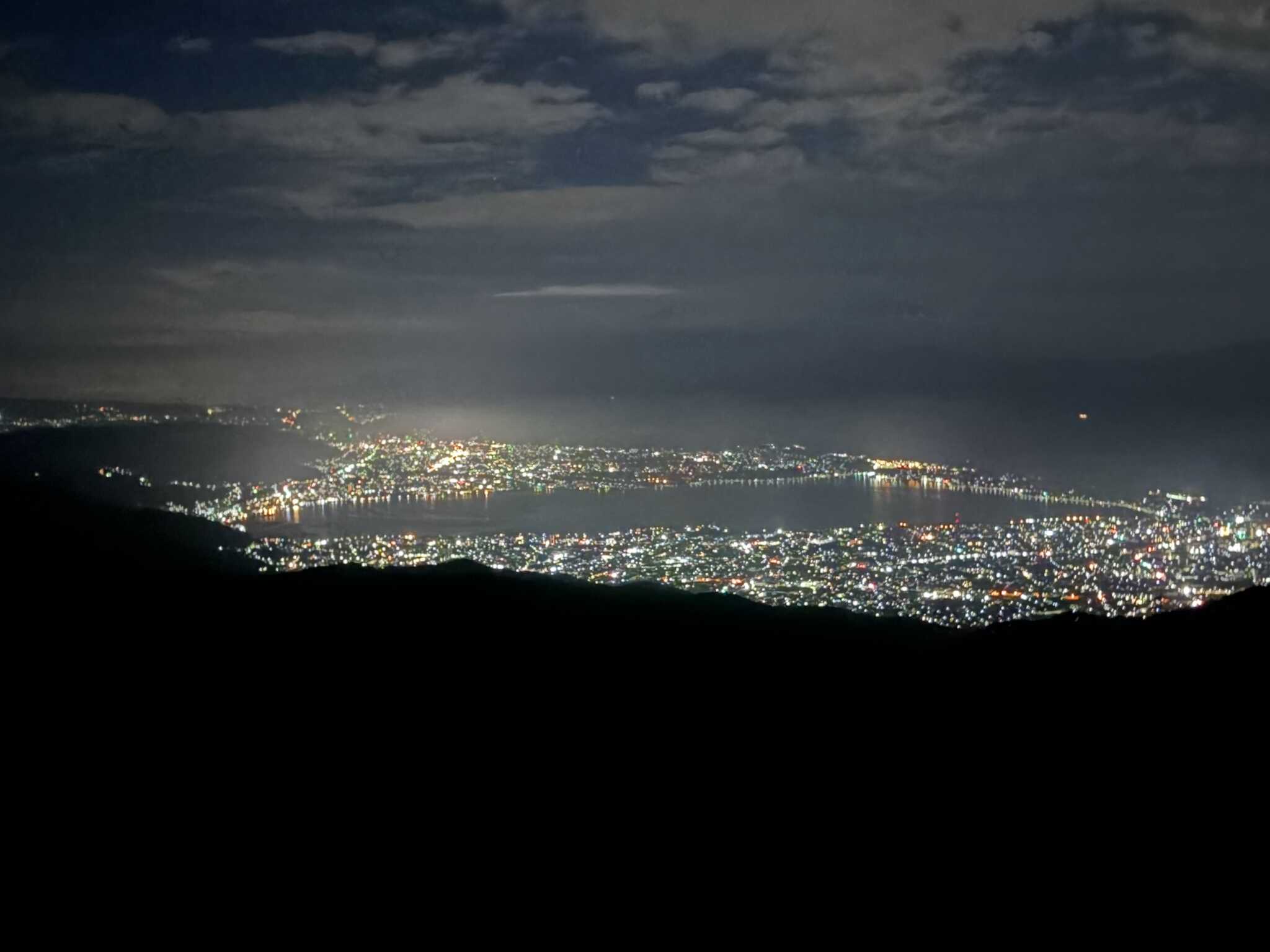ボッチ山山頂からの諏訪湖夜景