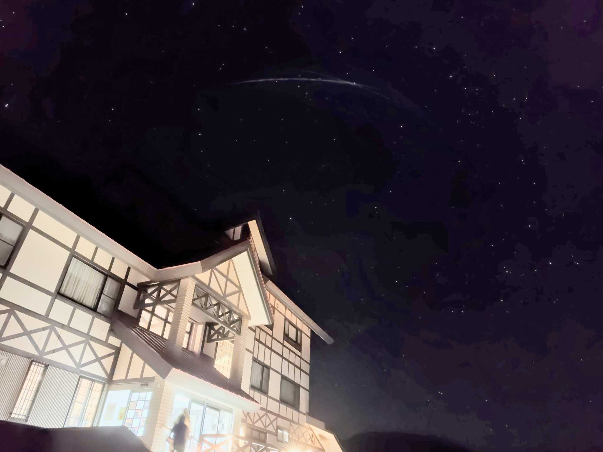 施設と星空