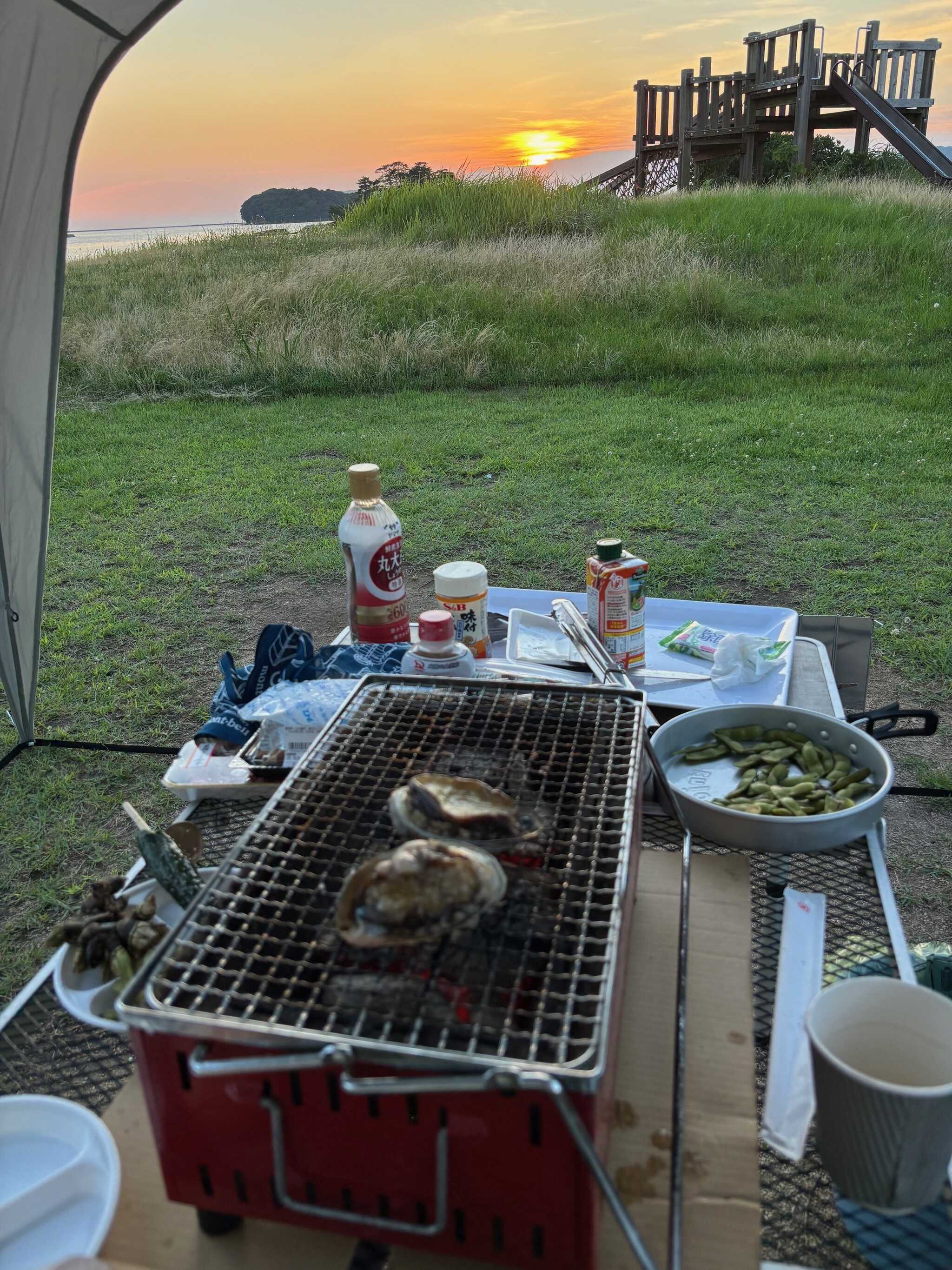近くの道の駅で買った食材でBBQ