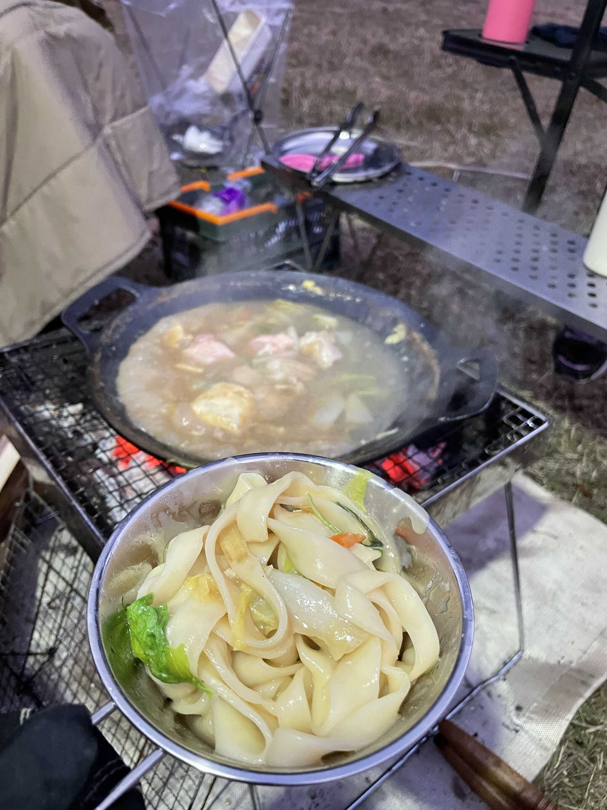 夜はマイナス3℃ ほうとうを食べるに限る