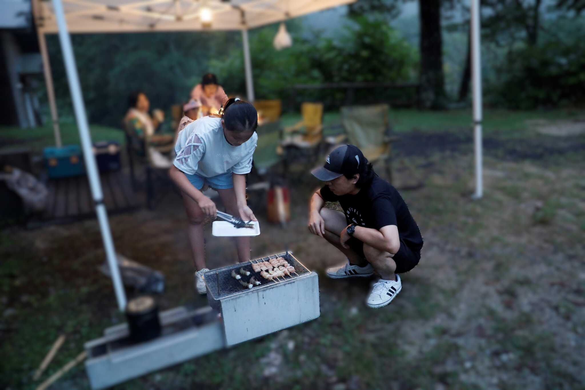 バーベキュー中