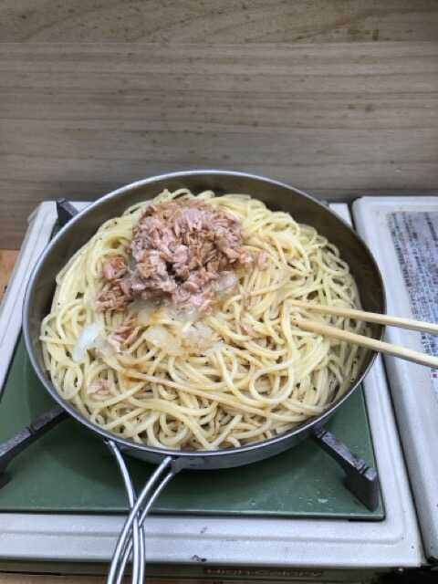 朝食のツナおろしスパ