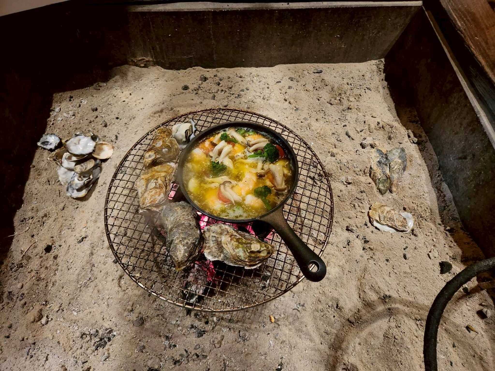 囲炉裏で焼きもの