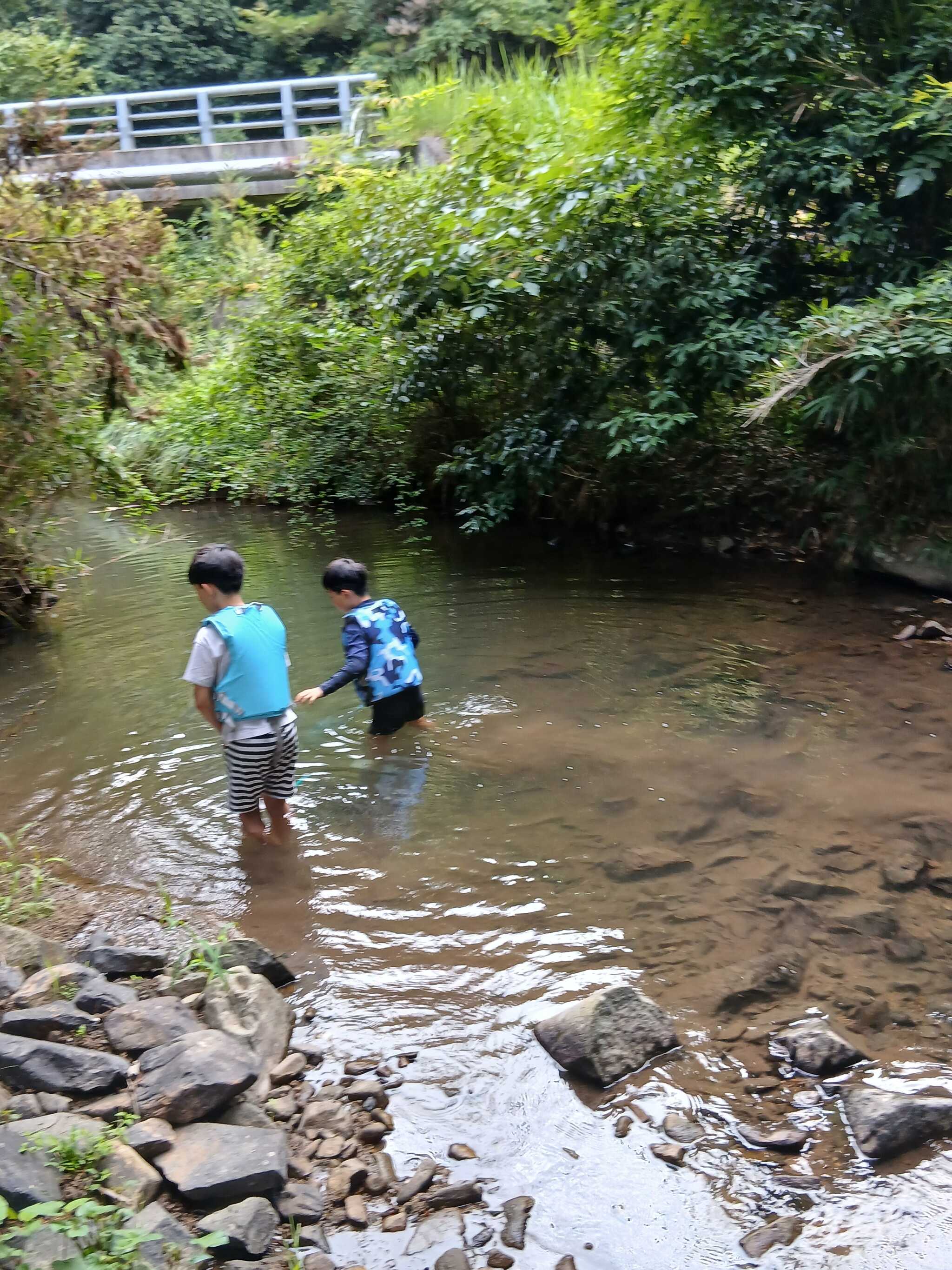 ここは少し深いですがわりと浅めの川です。岩が沢山あります。