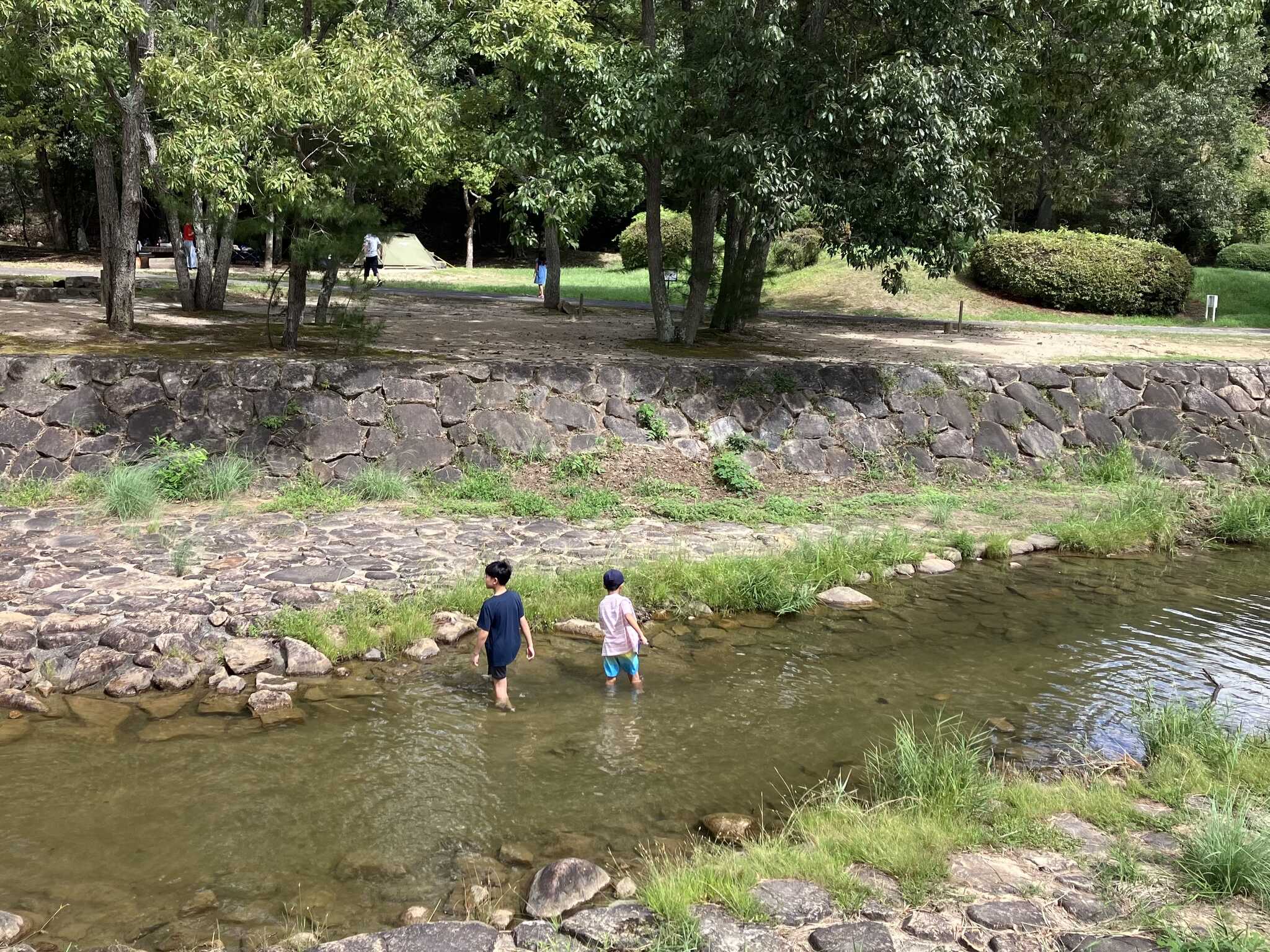 川遊びする子供たち